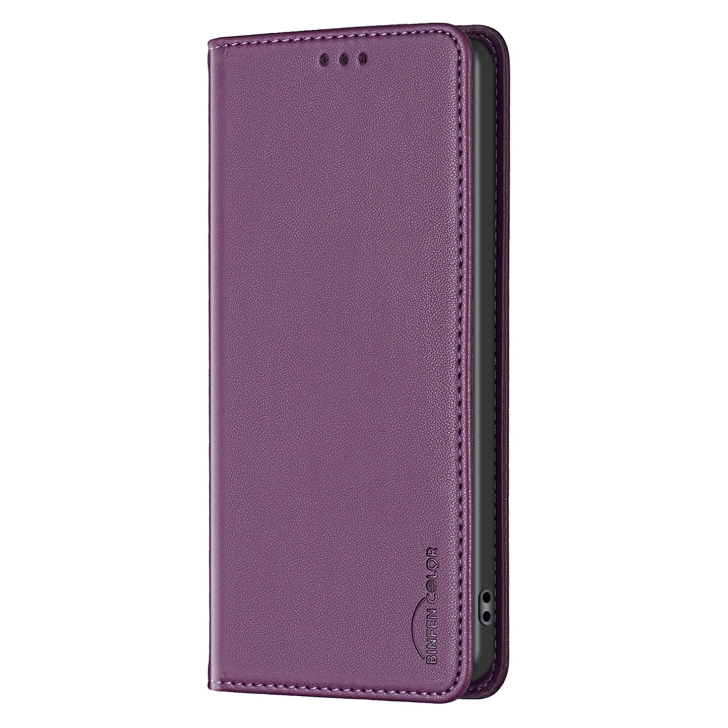 BINFEN COLOR BF18 For Xiaomi Redmi Note 13 Pro 4G / Poco M6 Pro 4G Leather Case with Card Holder Magnetic Auto-absorbed - Dark Purple