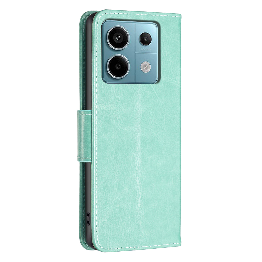 For Xiaomi Redmi Note 13 Pro 4G / Poco M6 Pro 4G Leather Case Butterfly Pattern Magnetic Folio Phone Cover - Green