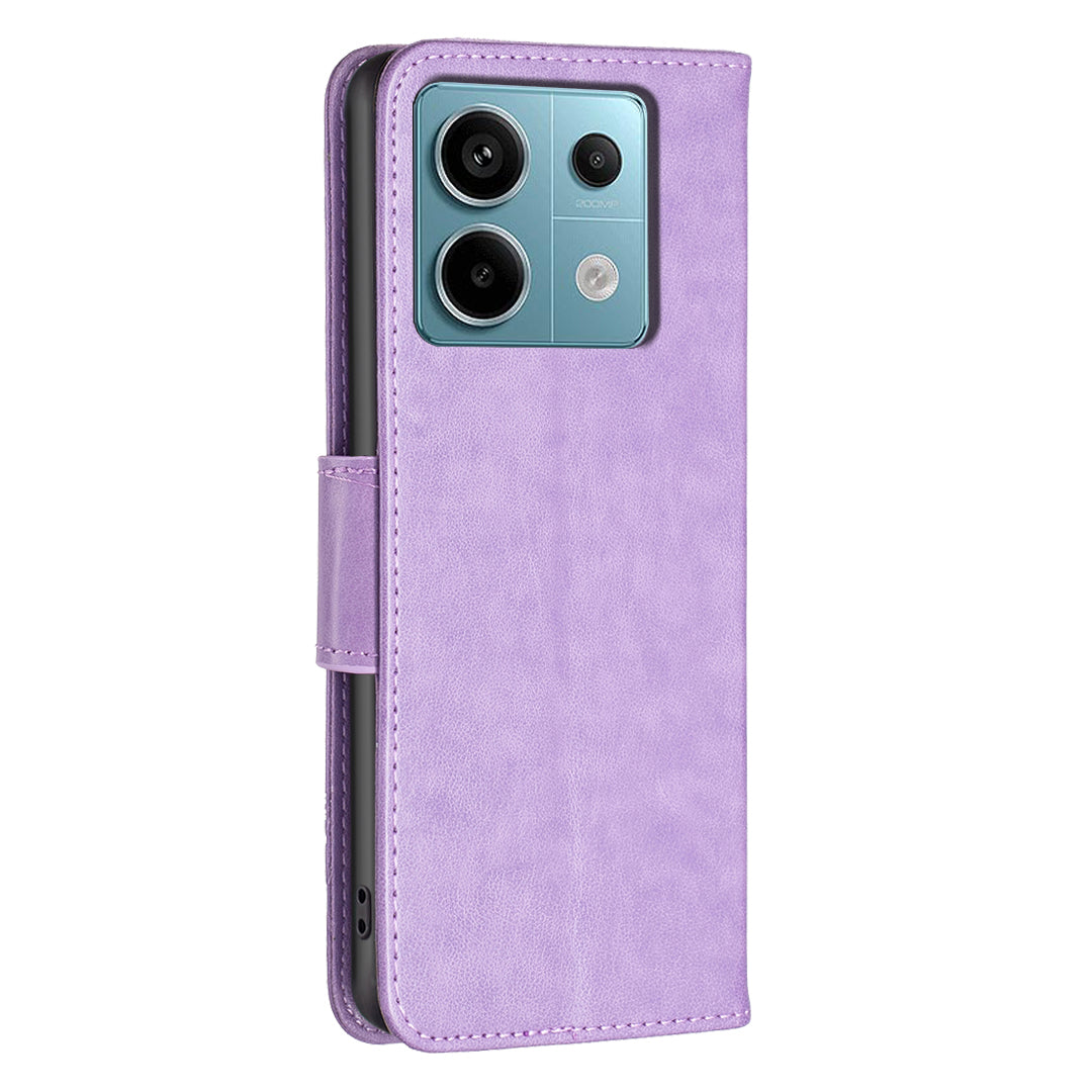 For Xiaomi Redmi Note 13 Pro 4G / Poco M6 Pro 4G Leather Case Butterfly Pattern Magnetic Folio Phone Cover - Purple
