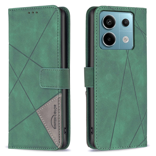 BINFEN COLOR BF05 For Xiaomi Redmi Note 13 Pro 4G / Poco M6 Pro 4G Phone Case PU Leather Protective Cover Wallet - Green