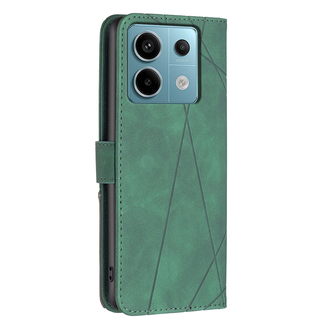 BINFEN COLOR BF05 For Xiaomi Redmi Note 13 Pro 4G / Poco M6 Pro 4G Phone Case PU Leather Protective Cover Wallet - Green