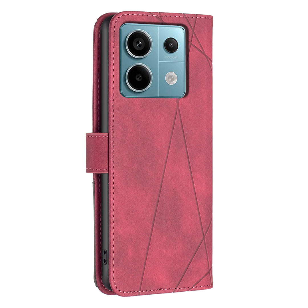 BINFEN COLOR BF05 For Xiaomi Redmi Note 13 Pro 4G / Poco M6 Pro 4G Phone Case PU Leather Protective Cover Wallet - Red
