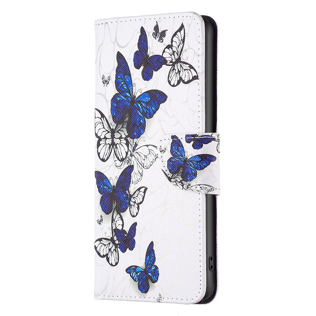 For Xiaomi Redmi Note 13 Pro 4G / Poco M6 Pro 4G Protective Folio Case Pattern Printing Leather Cover - Butterflies