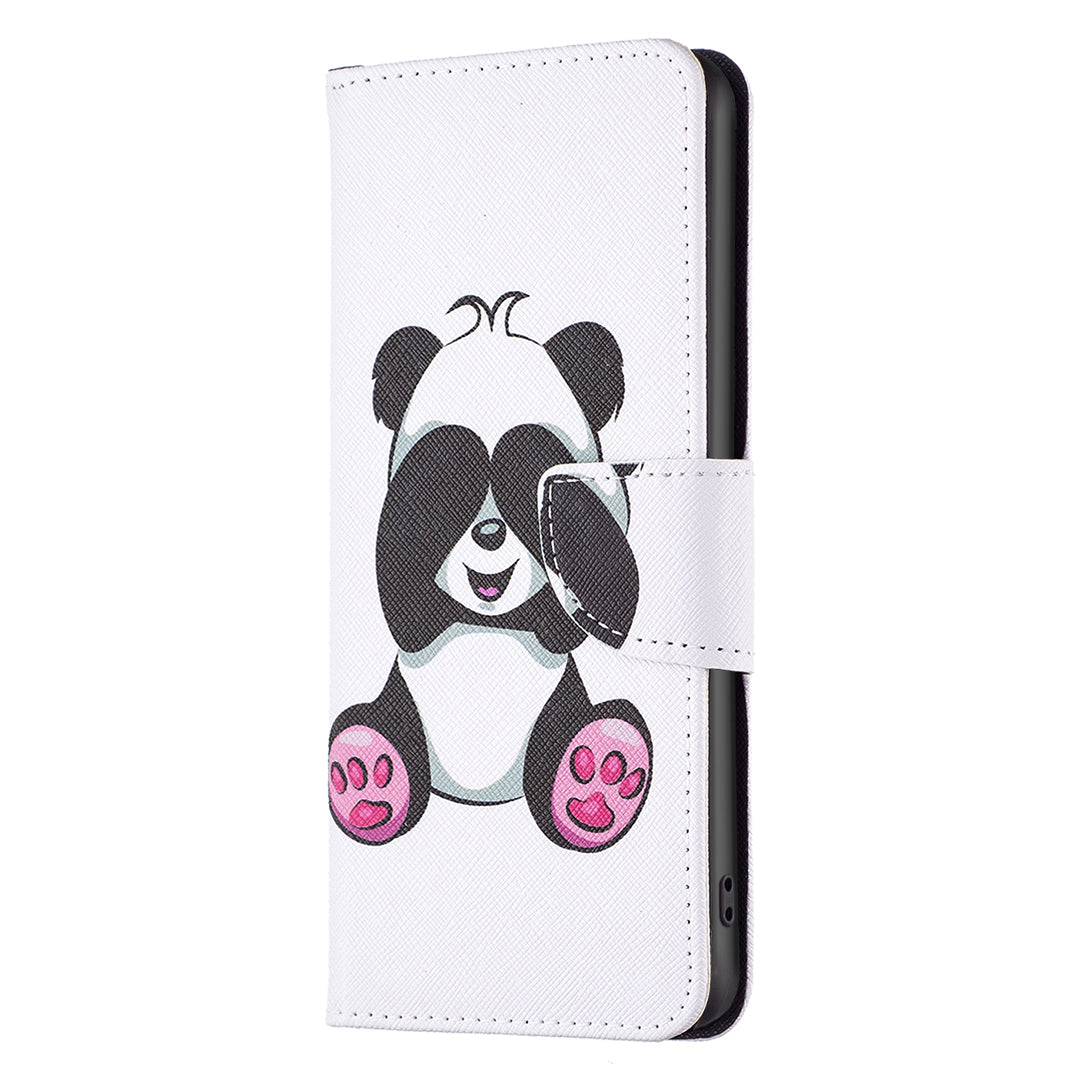 For Xiaomi Redmi Note 13 Pro 4G / Poco M6 Pro 4G Protective Folio Case Pattern Printing Leather Cover - Panda