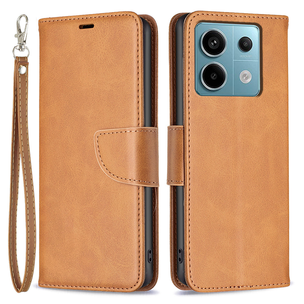 For Xiaomi Redmi Note 13 Pro 4G / Poco M6 Pro 4G Leather Case Stand View Folio Flip Phone Cover - Yellow