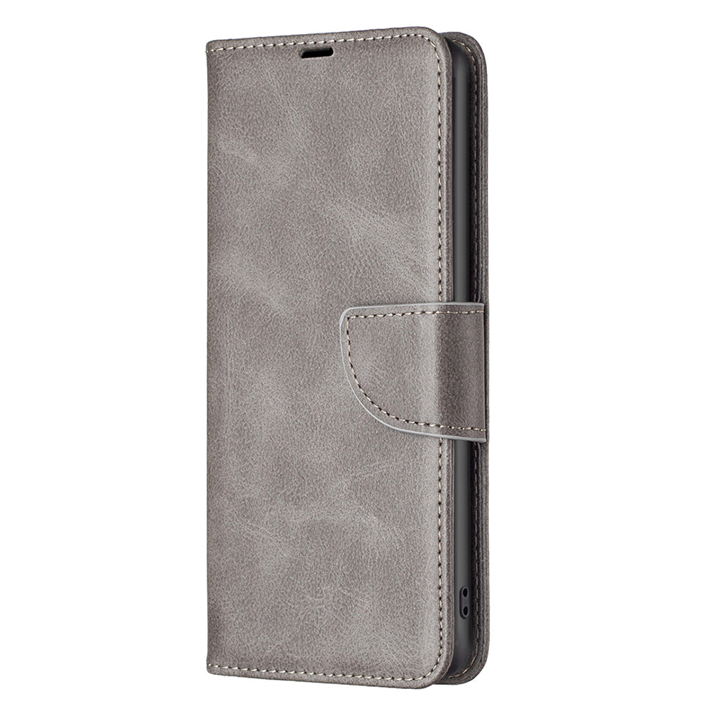 For Xiaomi Redmi Note 13 Pro 4G / Poco M6 Pro 4G Leather Case Stand View Folio Flip Phone Cover - Grey