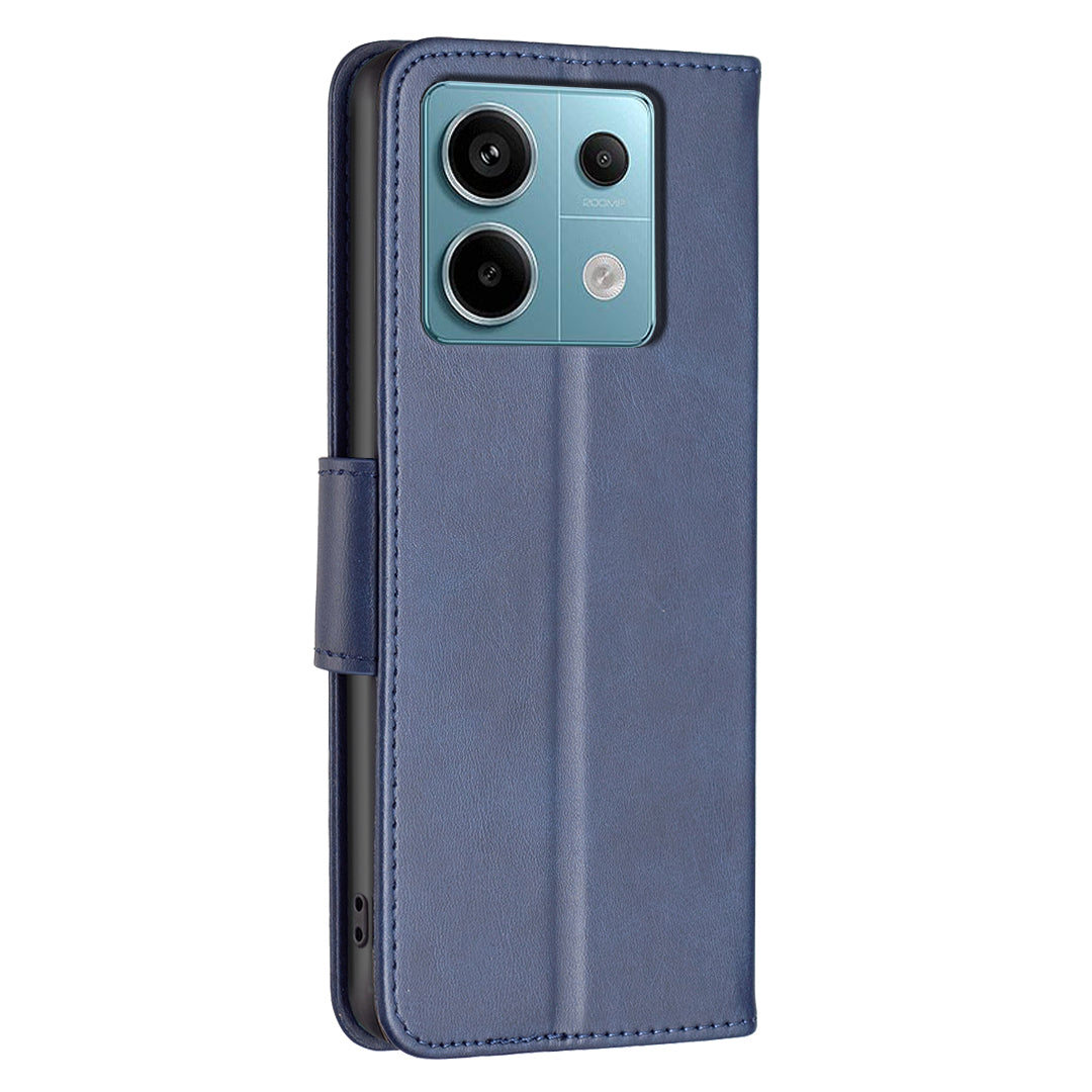 For Xiaomi Redmi Note 13 Pro 4G / Poco M6 Pro 4G Leather Case Stand View Folio Flip Phone Cover - Blue