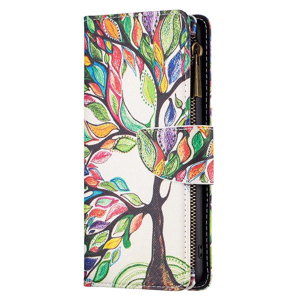 BF03 For Xiaomi Redmi Note 13 Pro 4G / Poco M6 Pro 4G Pattern Case Zipper PU Leather Phone Cover - Life Tree
