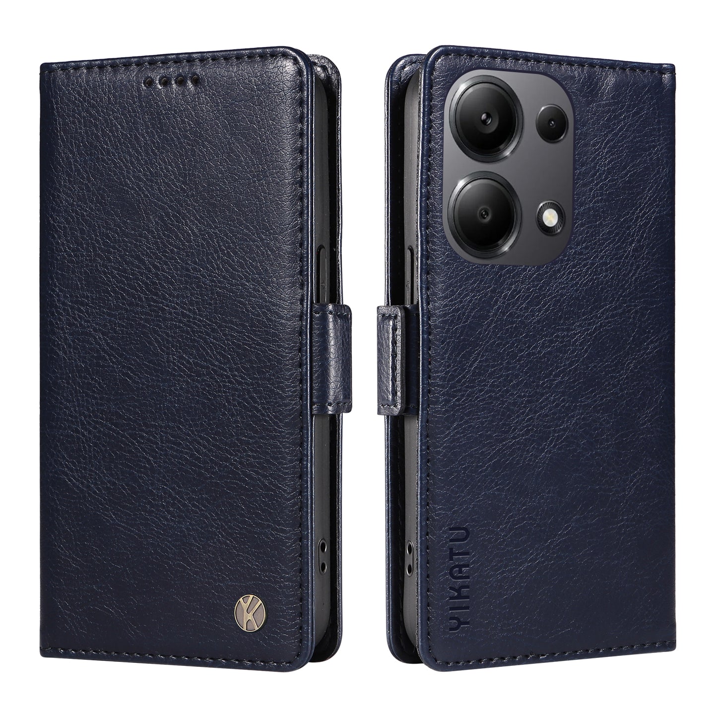YIKATU YK-007 For Xiaomi Redmi Note 13 Pro 4G / Poco M6 Pro 4G Case Wallet Leather Phone Cover - Navy Blue