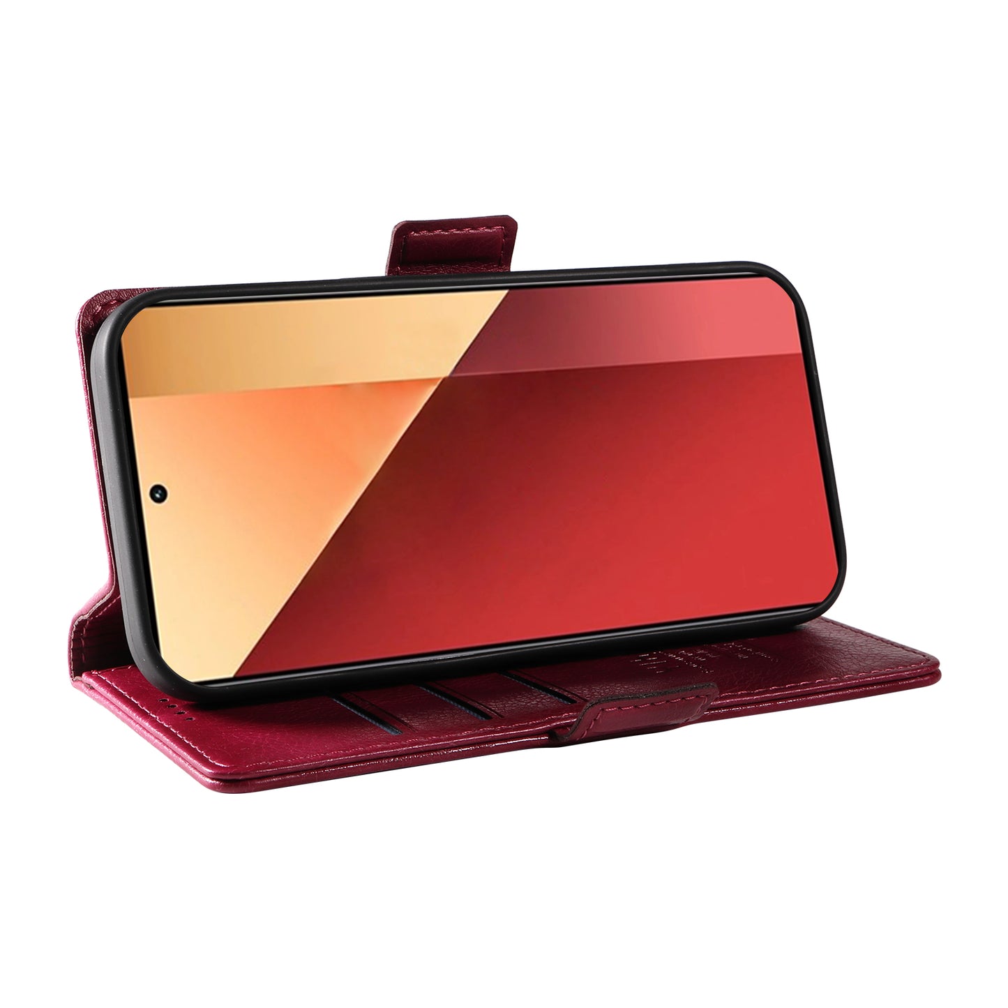 YIKATU YK-007 For Xiaomi Redmi Note 13 Pro 4G / Poco M6 Pro 4G Case Wallet Leather Phone Cover - Wine Red