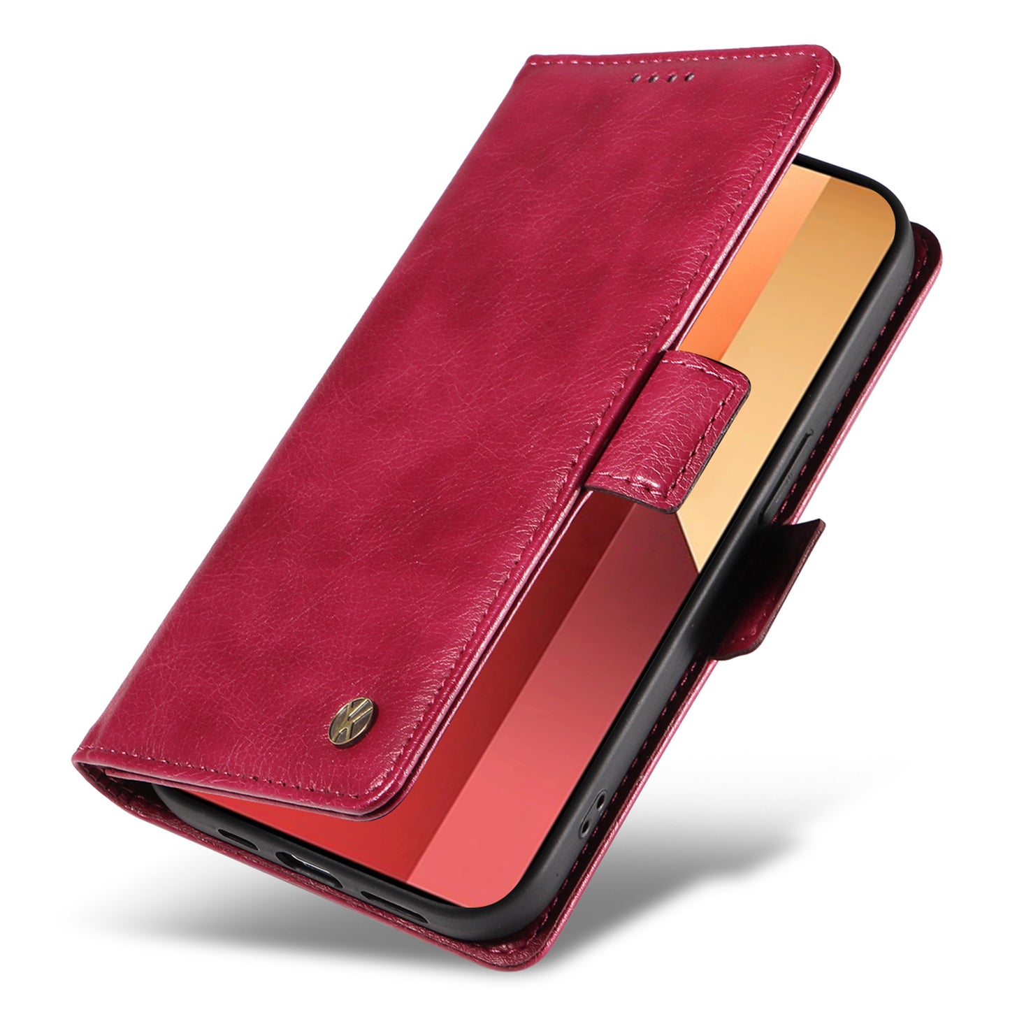 YIKATU YK-007 For Xiaomi Redmi Note 13 Pro 4G / Poco M6 Pro 4G Case Wallet Leather Phone Cover - Wine Red