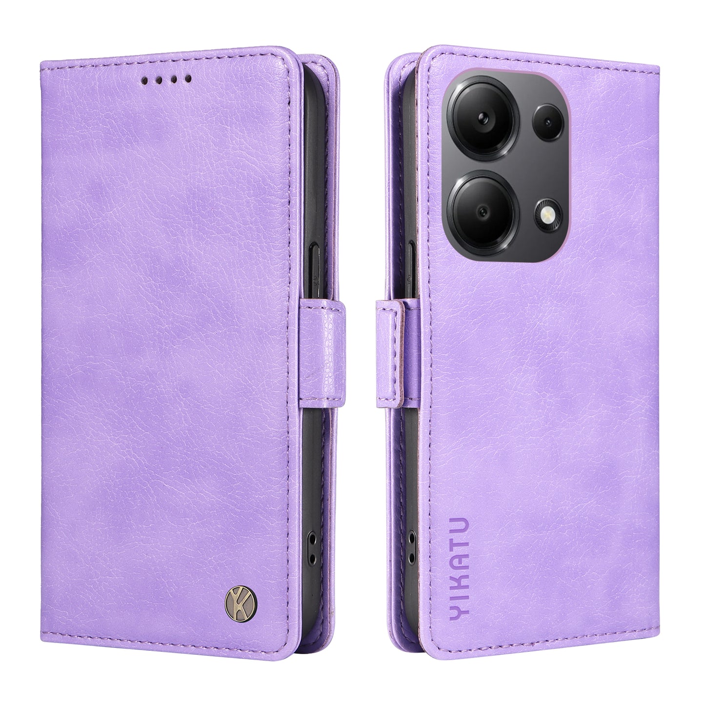 YIKATU YK-007 For Xiaomi Redmi Note 13 Pro 4G / Poco M6 Pro 4G Case Wallet Leather Phone Cover - Purple