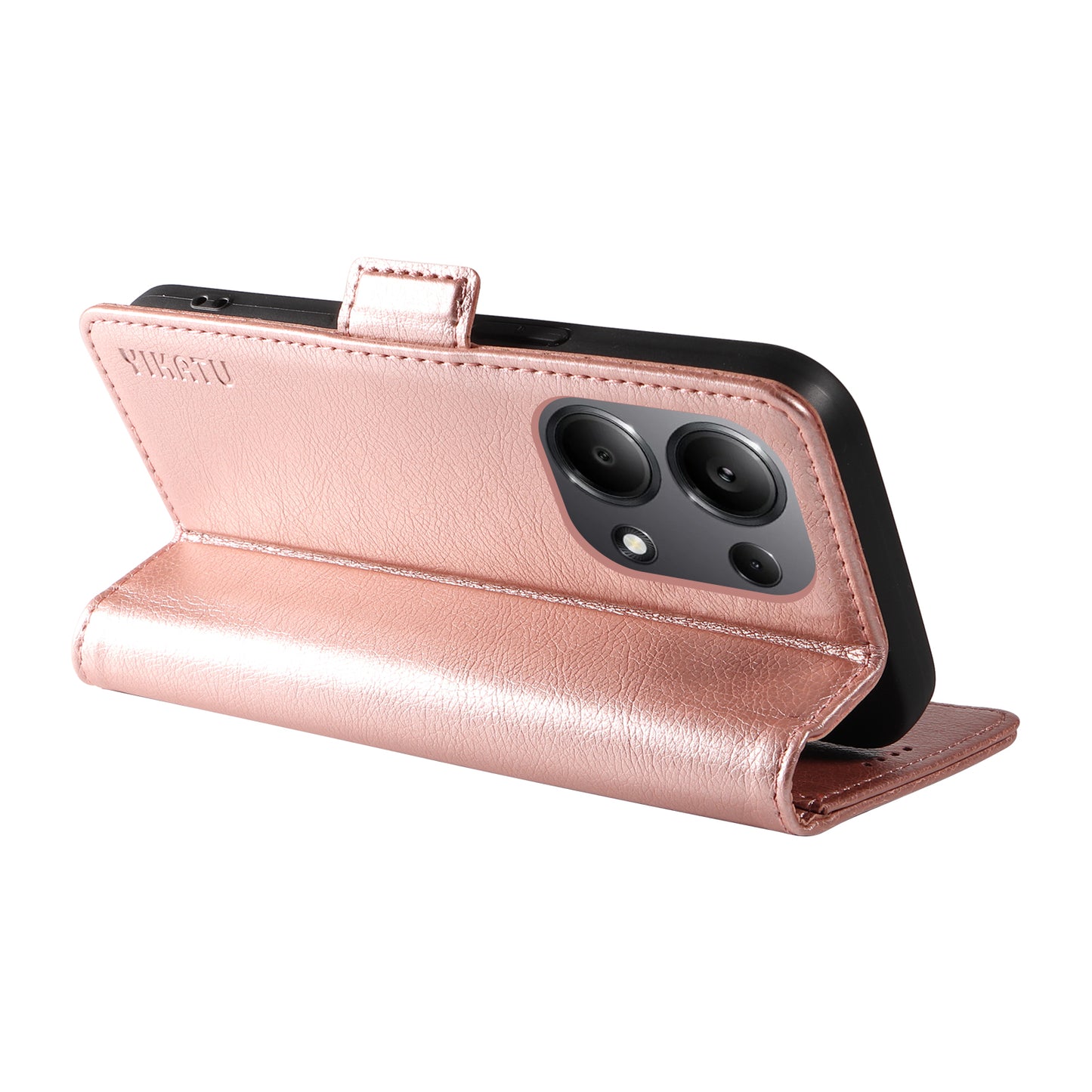YIKATU YK-007 For Xiaomi Redmi Note 13 Pro 4G / Poco M6 Pro 4G Case Wallet Leather Phone Cover - Rose Gold