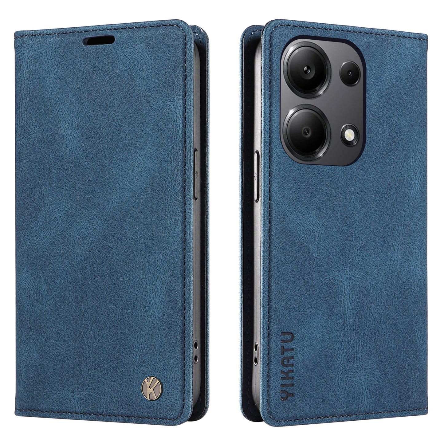YIKATU YK-004 For Xiaomi Redmi Note 13 Pro 4G / Poco M6 Pro 4G Case Leather Skin-touch Phone Cover - Blue
