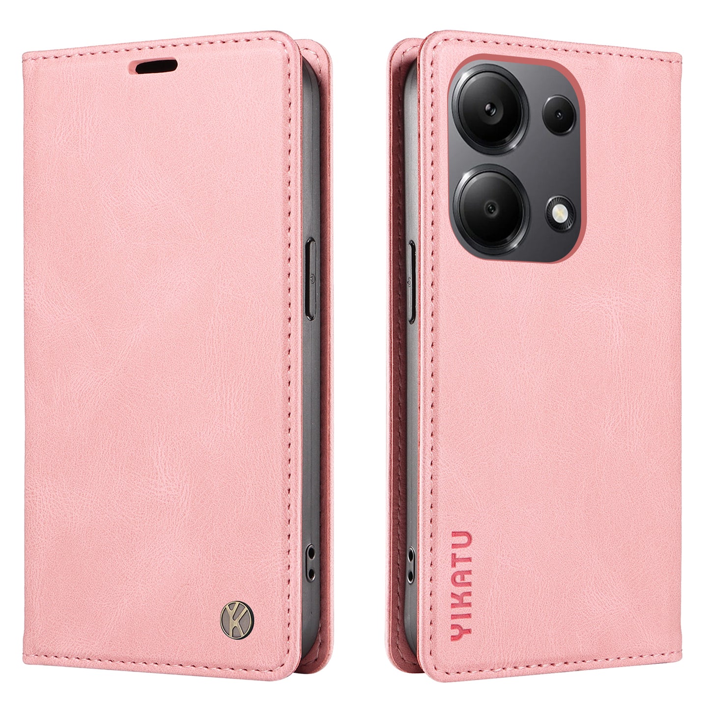 YIKATU YK-004 For Xiaomi Redmi Note 13 Pro 4G / Poco M6 Pro 4G Case Leather Skin-touch Phone Cover - Pink