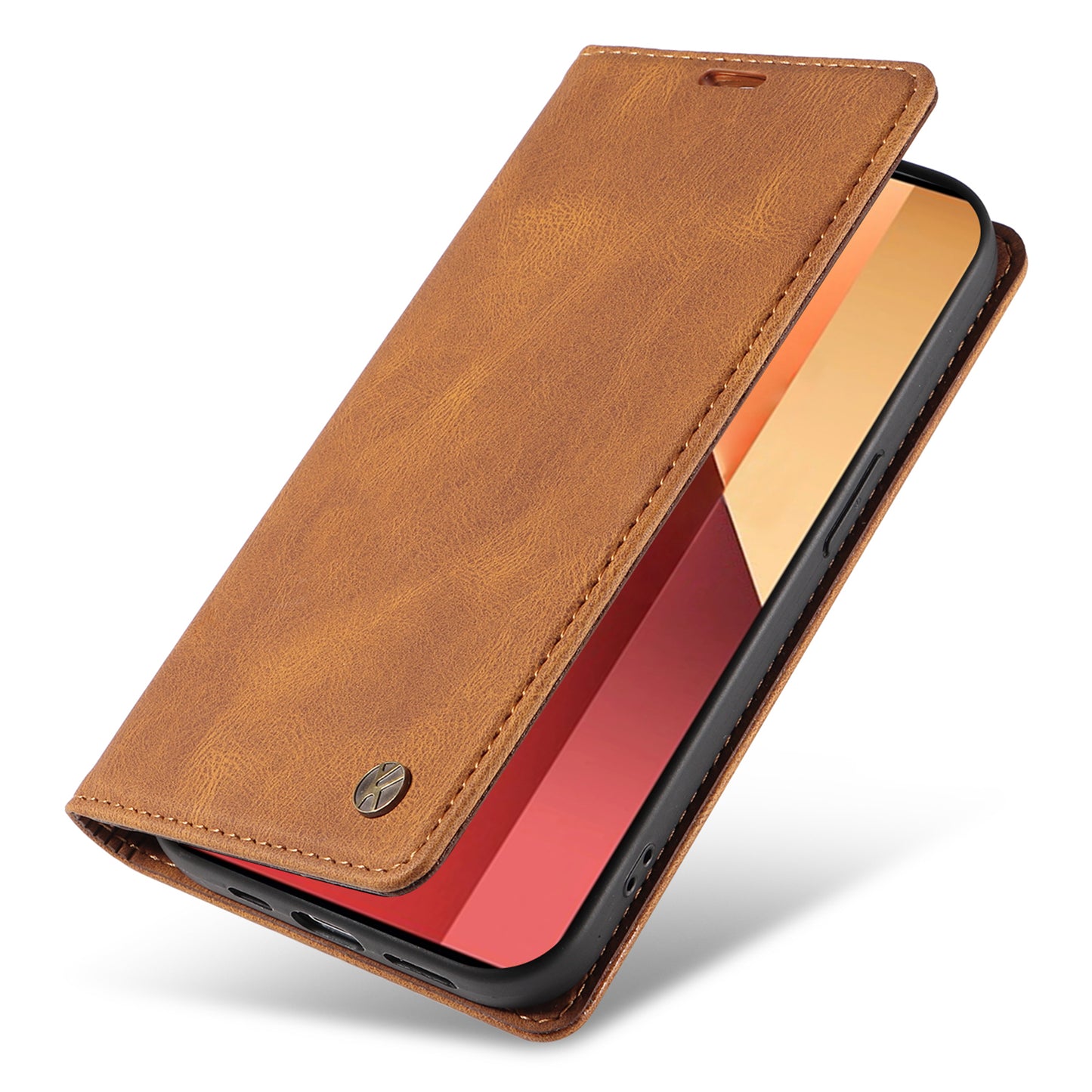 YIKATU YK-004 For Xiaomi Redmi Note 13 Pro 4G / Poco M6 Pro 4G Case Leather Skin-touch Phone Cover - Brown