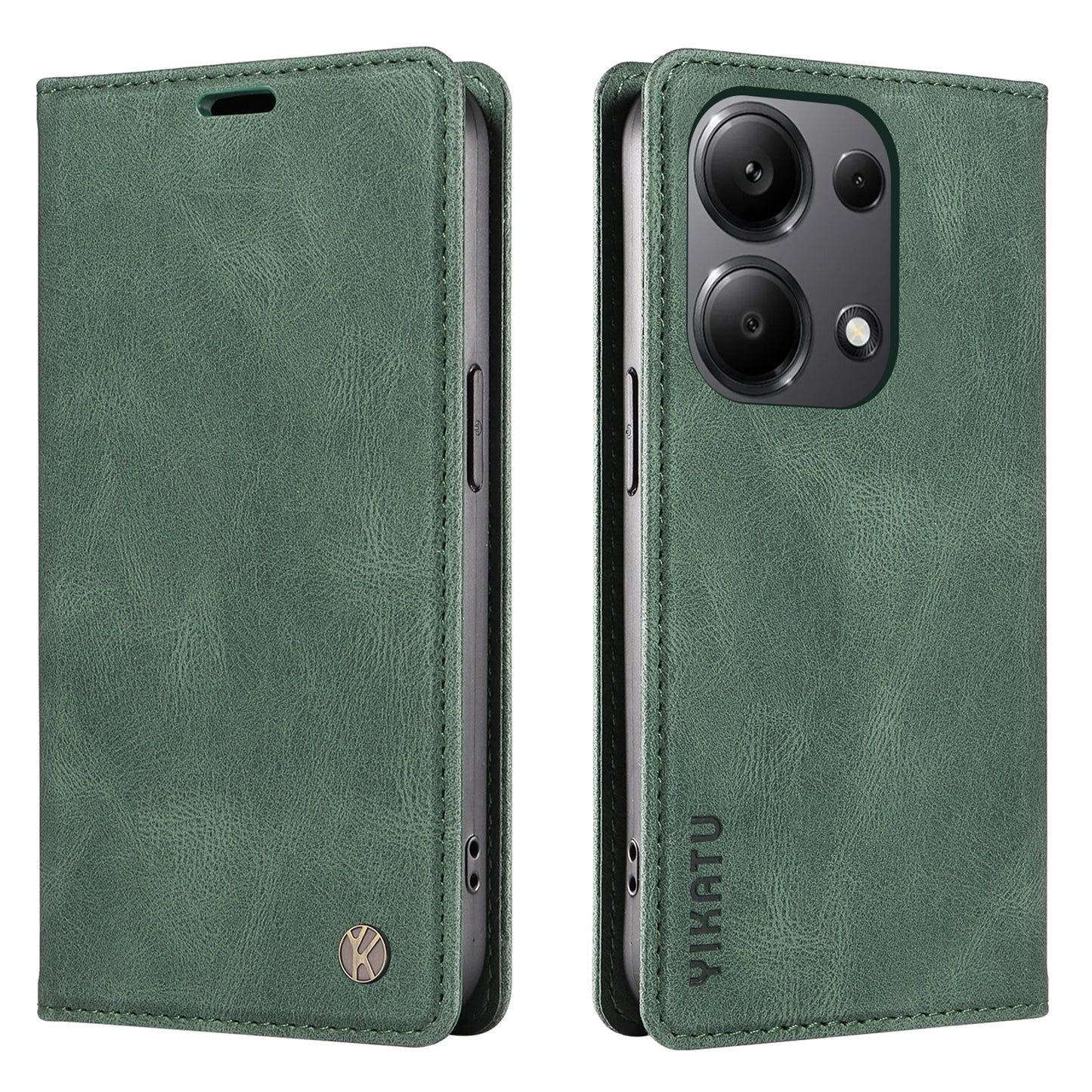 YIKATU YK-004 For Xiaomi Redmi Note 13 Pro 4G / Poco M6 Pro 4G Case Leather Skin-touch Phone Cover - Green