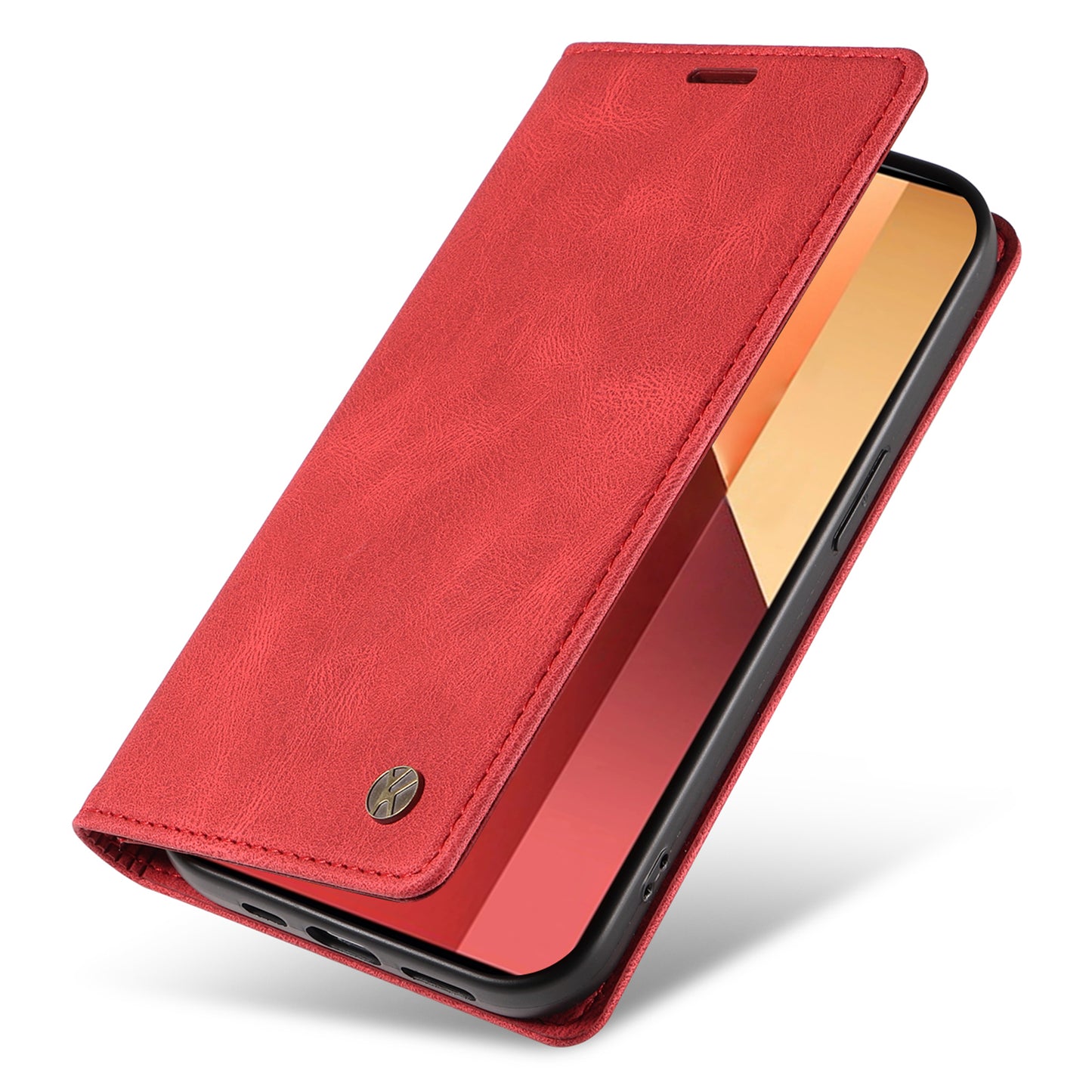 YIKATU YK-004 For Xiaomi Redmi Note 13 Pro 4G / Poco M6 Pro 4G Case Leather Skin-touch Phone Cover - Red