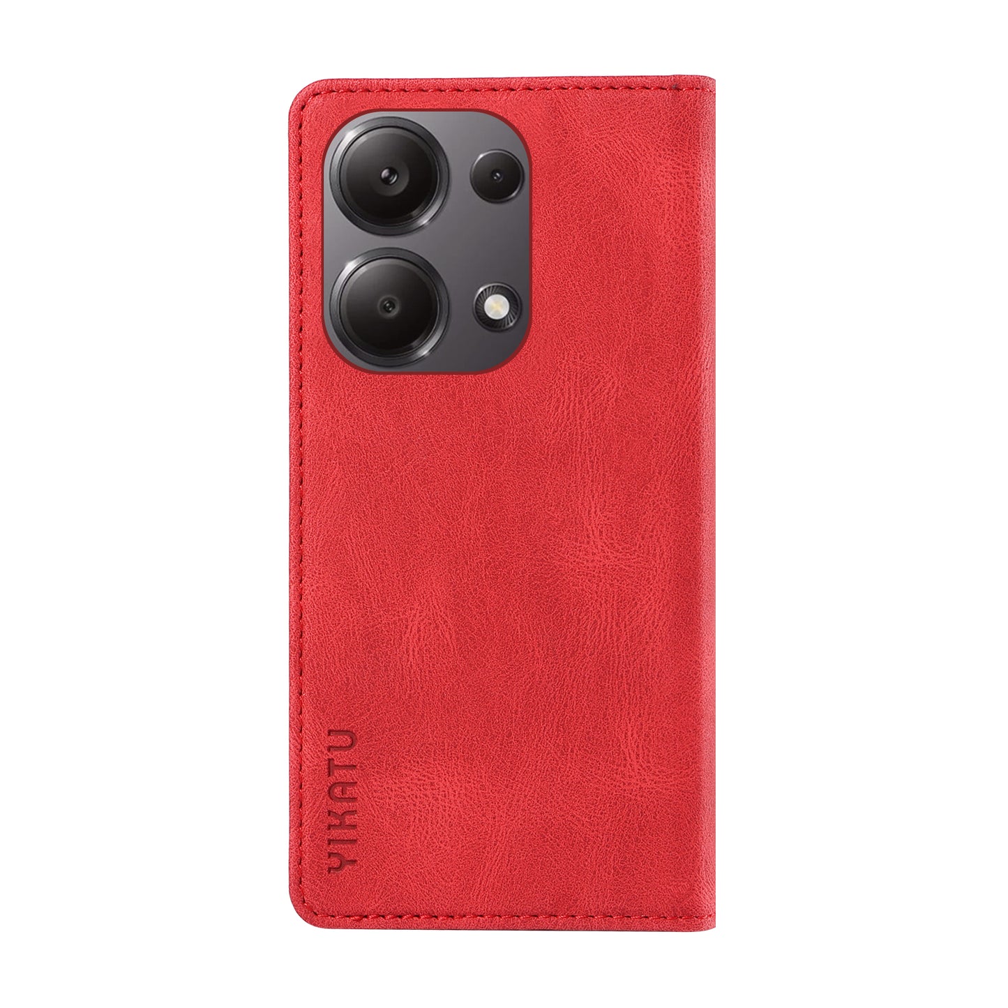 YIKATU YK-004 For Xiaomi Redmi Note 13 Pro 4G / Poco M6 Pro 4G Case Leather Skin-touch Phone Cover - Red