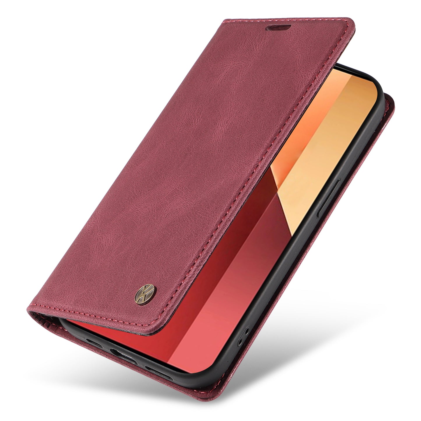 YIKATU YK-004 For Xiaomi Redmi Note 13 Pro 4G / Poco M6 Pro 4G Case Leather Skin-touch Phone Cover - Wine Red