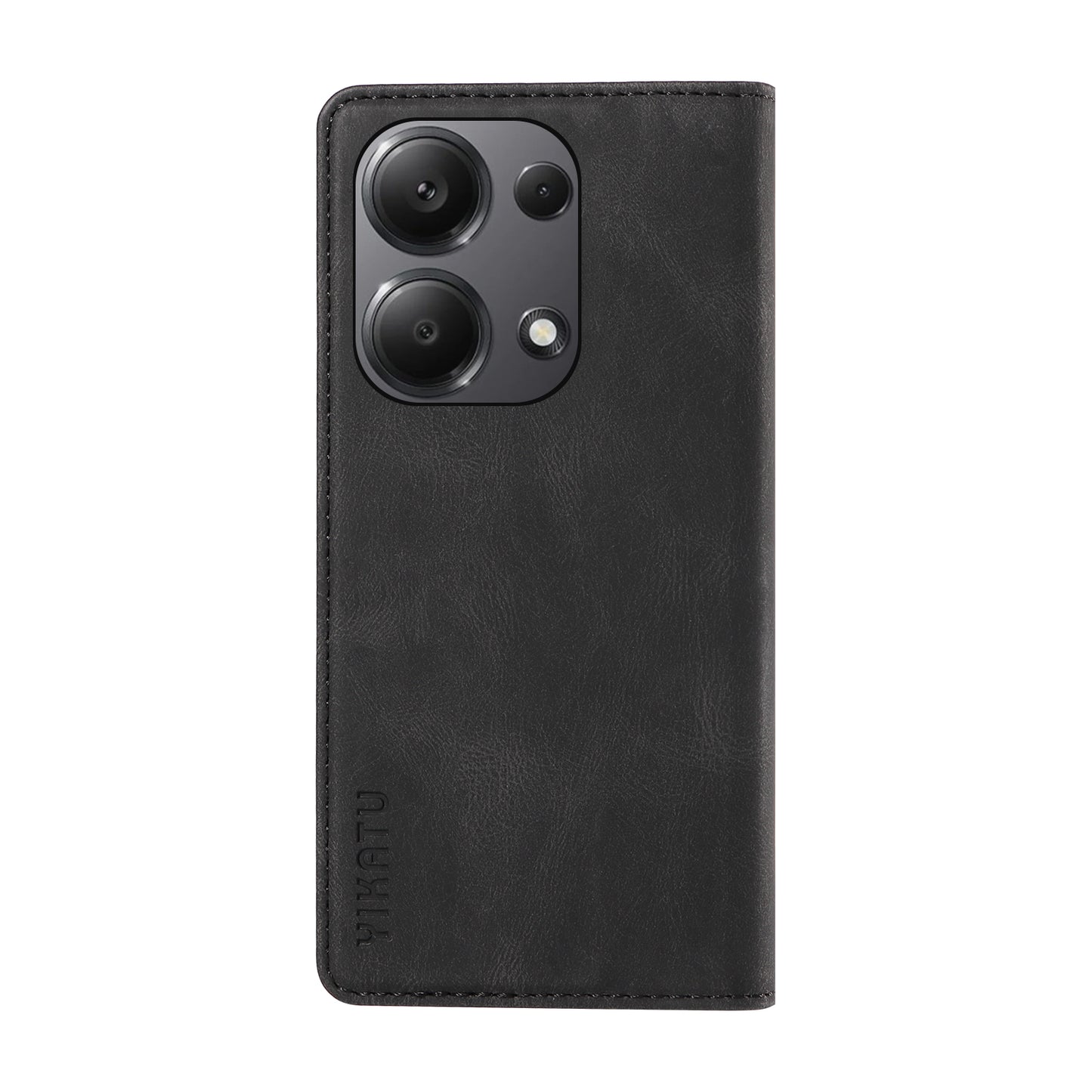 YIKATU YK-004 For Xiaomi Redmi Note 13 Pro 4G / Poco M6 Pro 4G Case Leather Skin-touch Phone Cover - Black