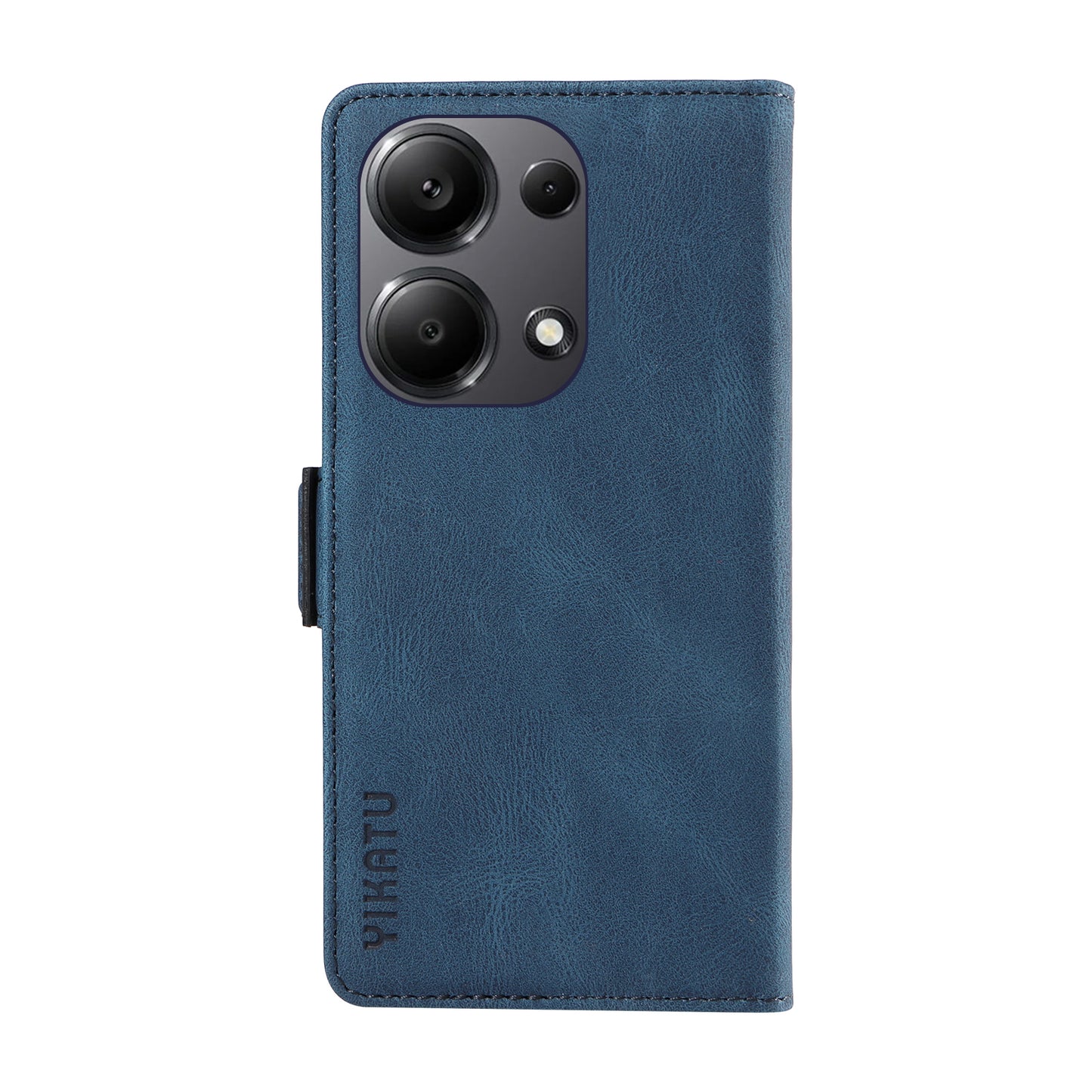 YIKATU YK-005 For Xiaomi Redmi Note 13 Pro 4G / Poco M6 Pro 4G Case Wallet Flip Phone Cover - Blue