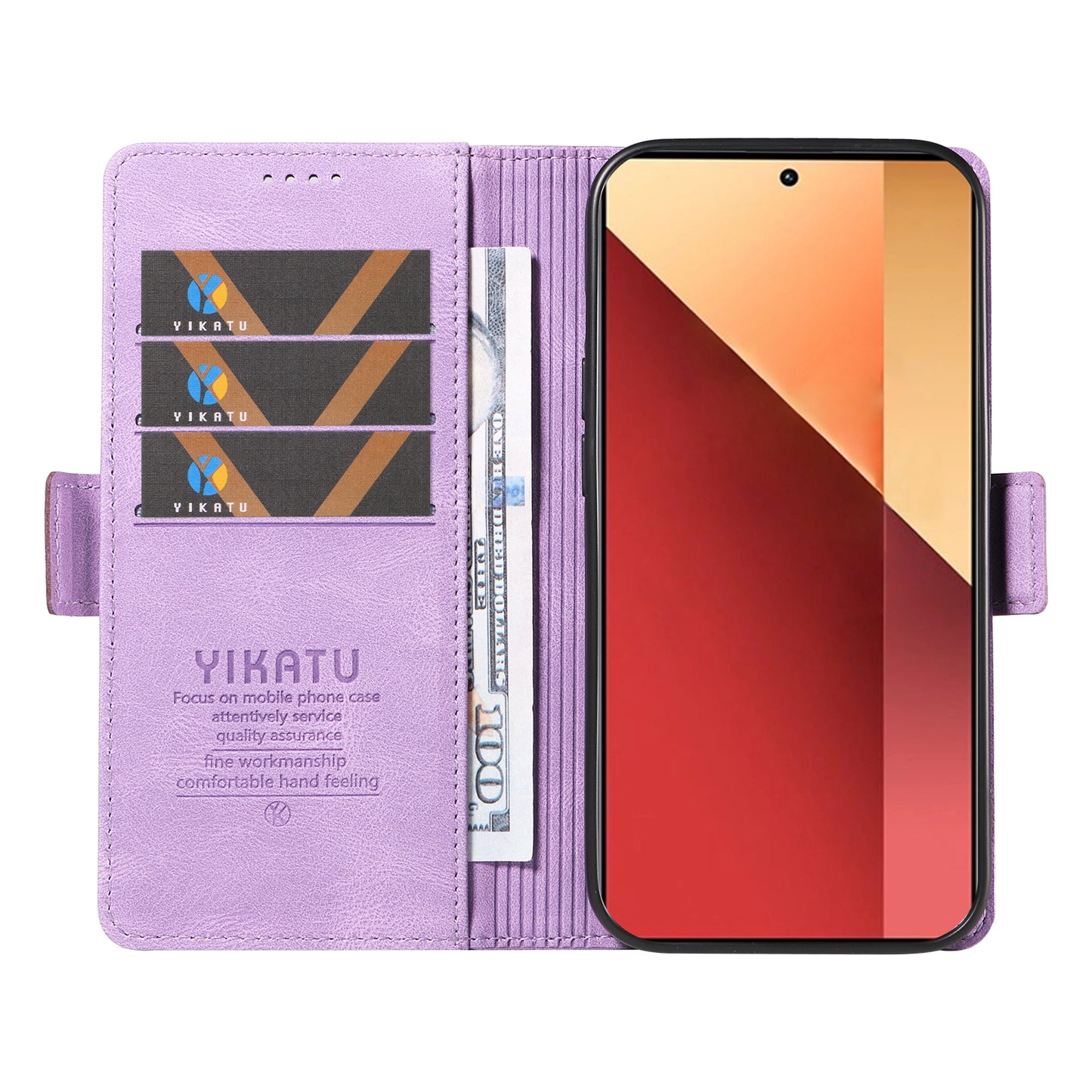 YIKATU YK-005 For Xiaomi Redmi Note 13 Pro 4G / Poco M6 Pro 4G Case Wallet Flip Phone Cover - Purple