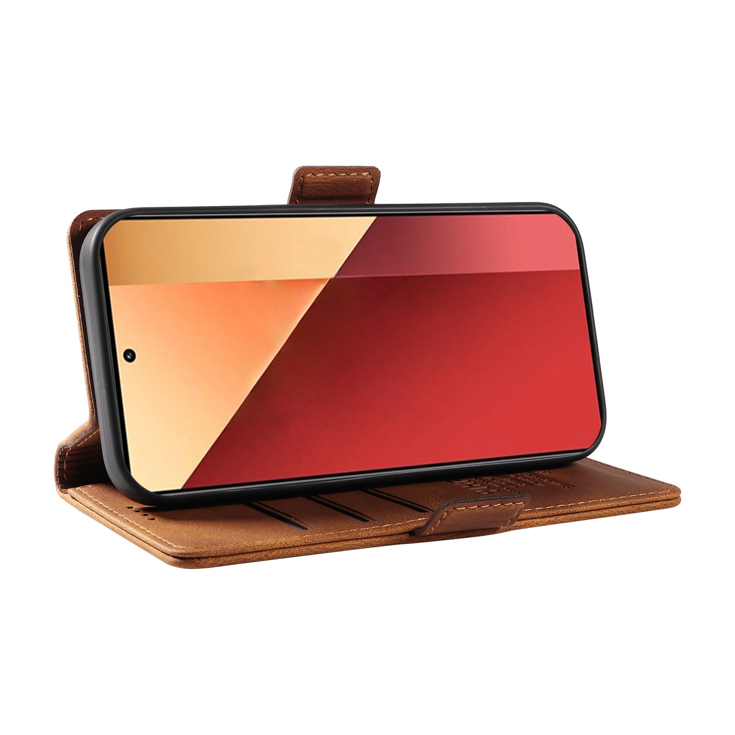 YIKATU YK-005 For Xiaomi Redmi Note 13 Pro 4G / Poco M6 Pro 4G Case Wallet Flip Phone Cover - Brown