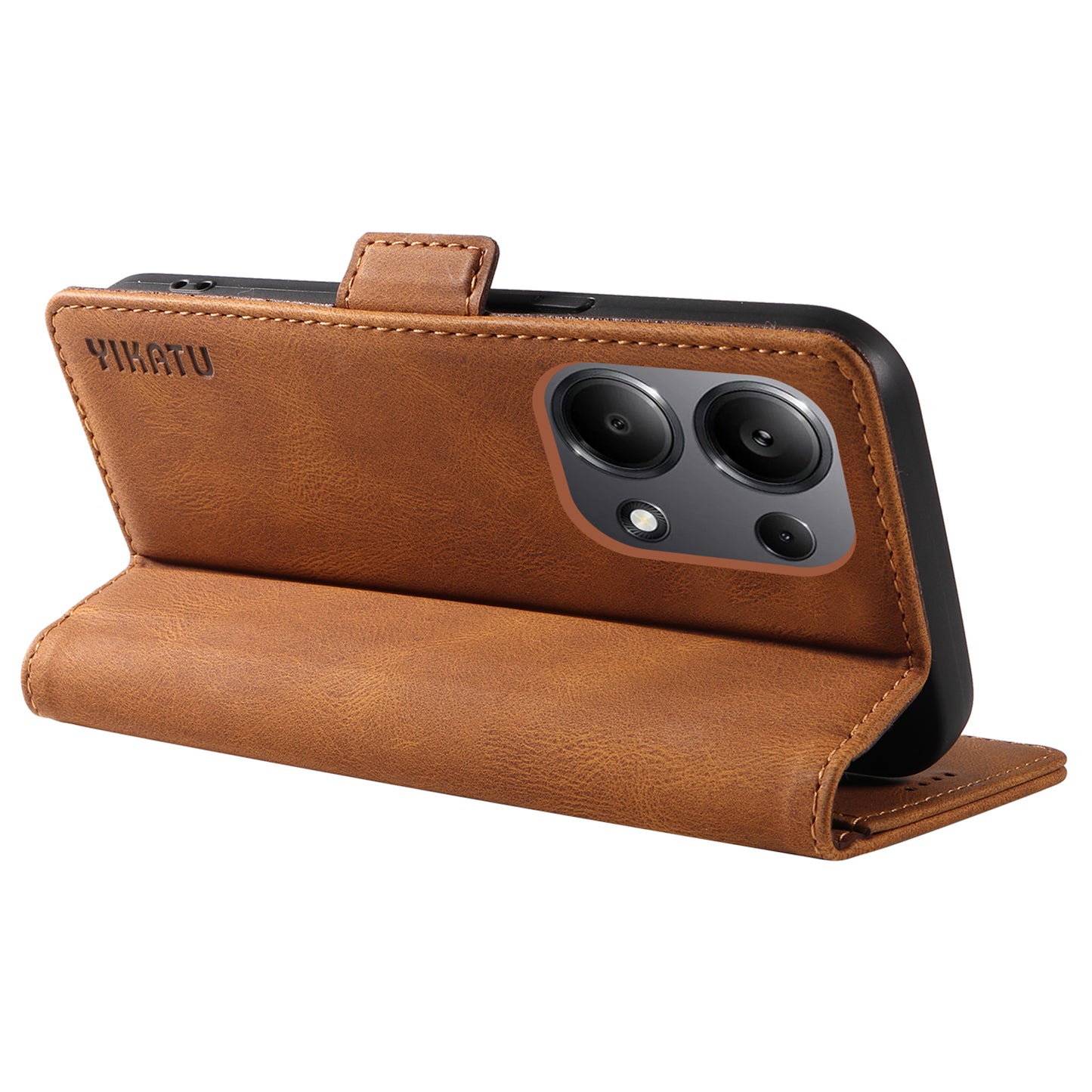 YIKATU YK-005 For Xiaomi Redmi Note 13 Pro 4G / Poco M6 Pro 4G Case Wallet Flip Phone Cover - Brown