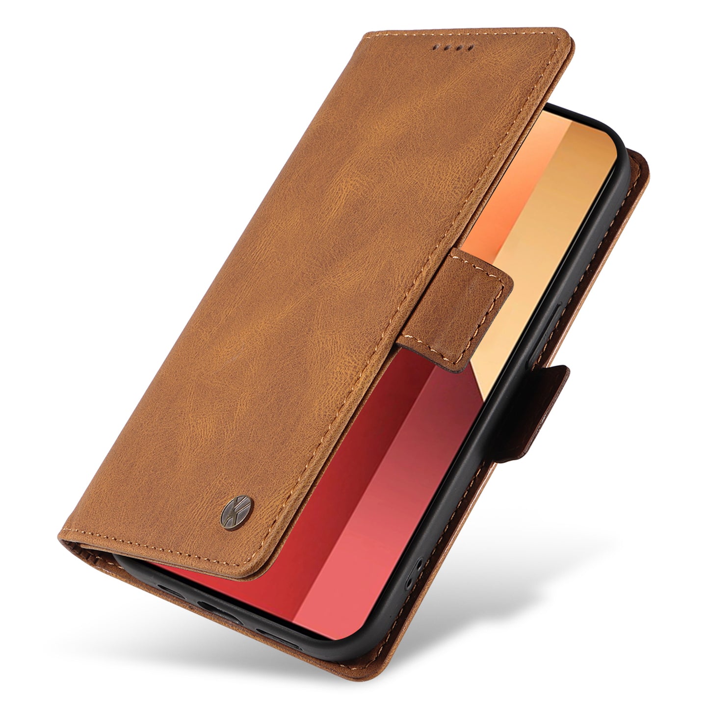 YIKATU YK-005 For Xiaomi Redmi Note 13 Pro 4G / Poco M6 Pro 4G Case Wallet Flip Phone Cover - Brown