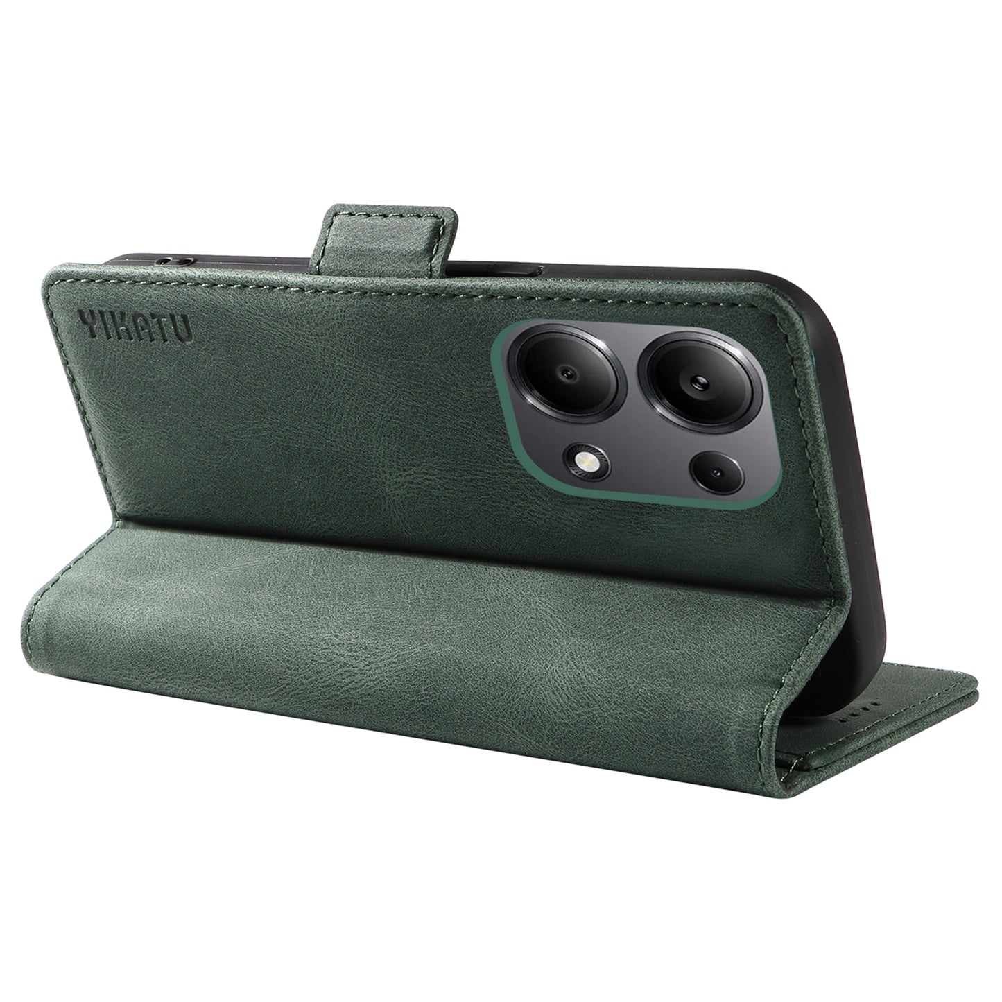 YIKATU YK-005 For Xiaomi Redmi Note 13 Pro 4G / Poco M6 Pro 4G Case Wallet Flip Phone Cover - Green