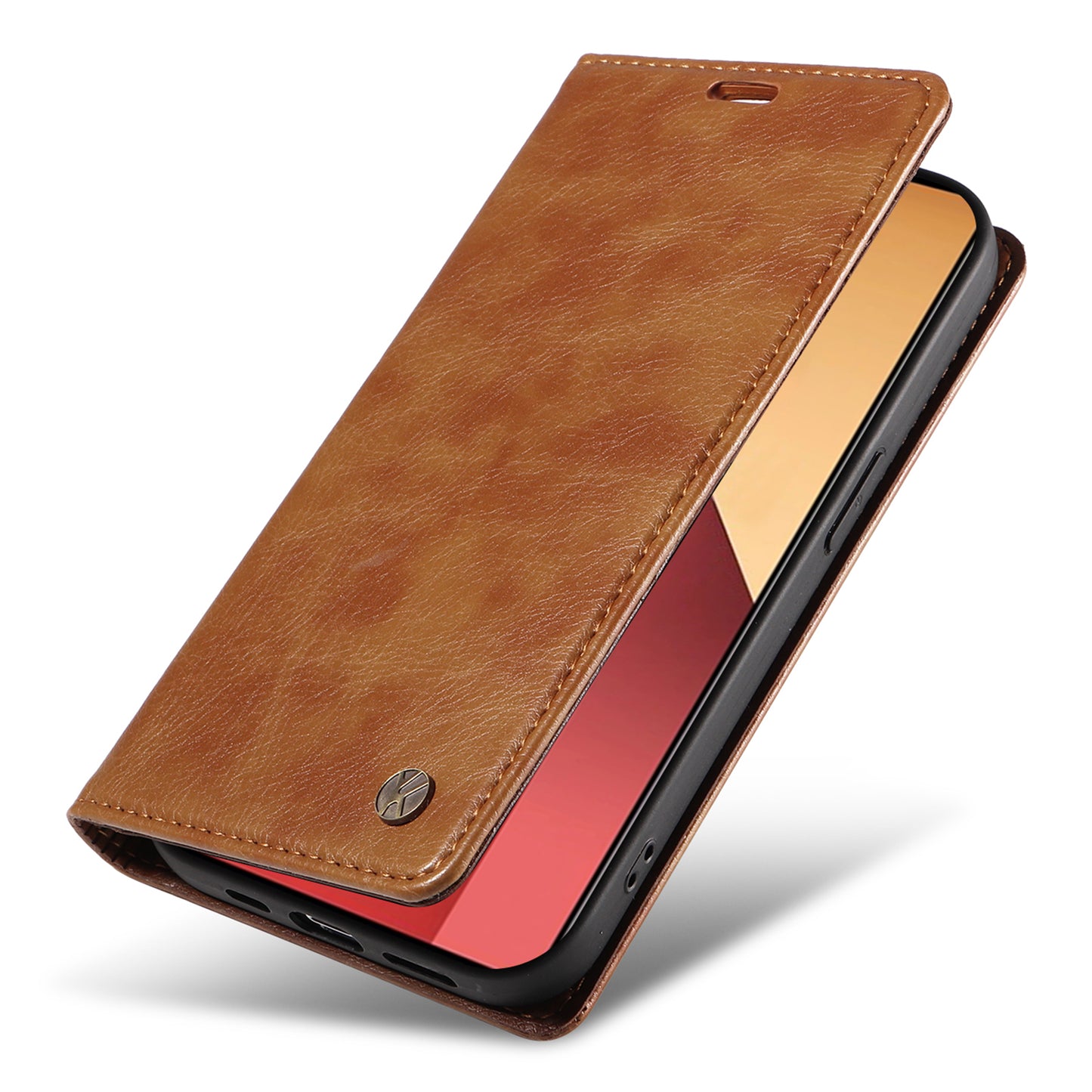 YIKATU YK-006 For Xiaomi Redmi Note 13 Pro 4G / Poco M6 Pro 4G Case Flip Wallet Phone Cover Litchi Texture - Brown