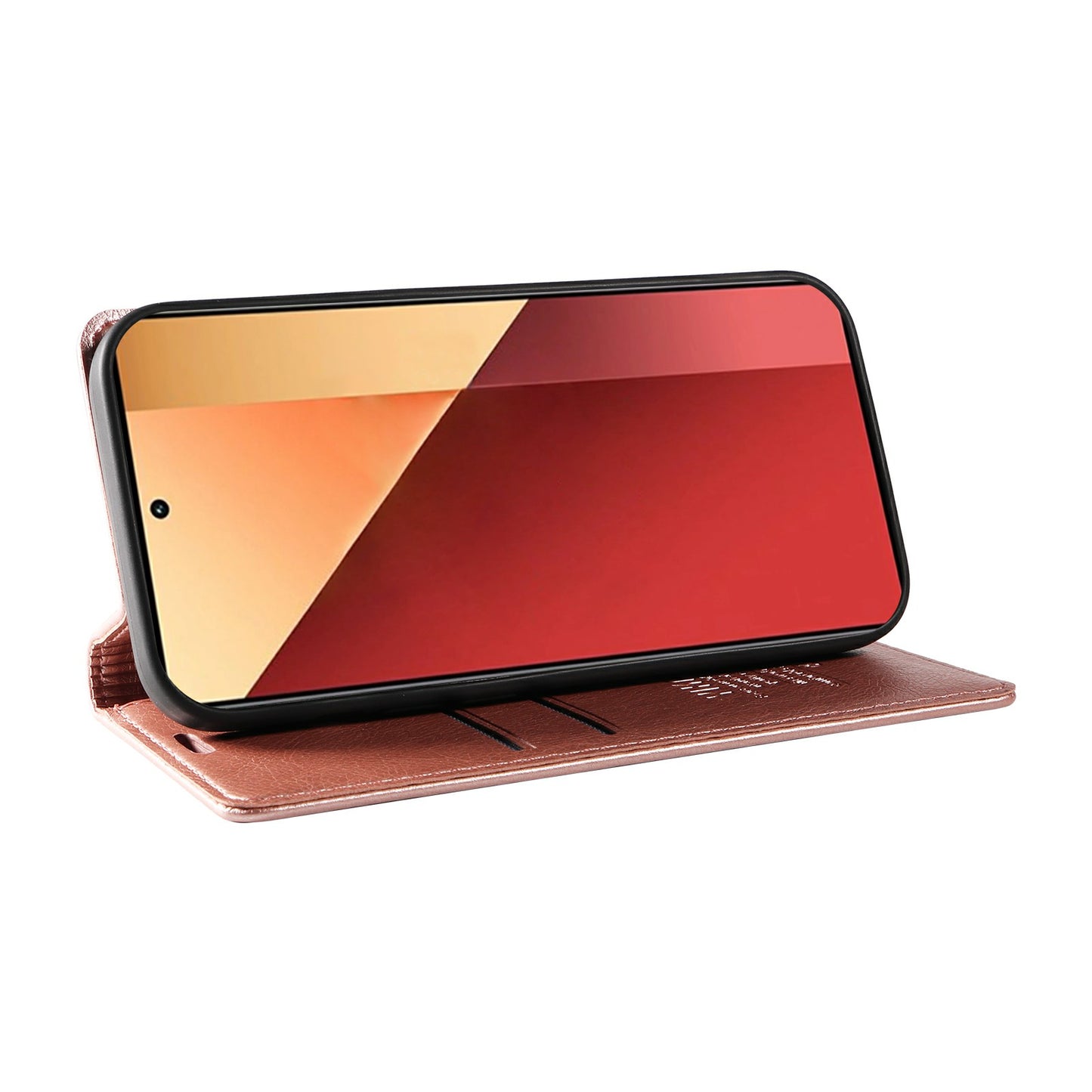 YIKATU YK-006 For Xiaomi Redmi Note 13 Pro 4G / Poco M6 Pro 4G Case Flip Wallet Phone Cover Litchi Texture - Rose Gold