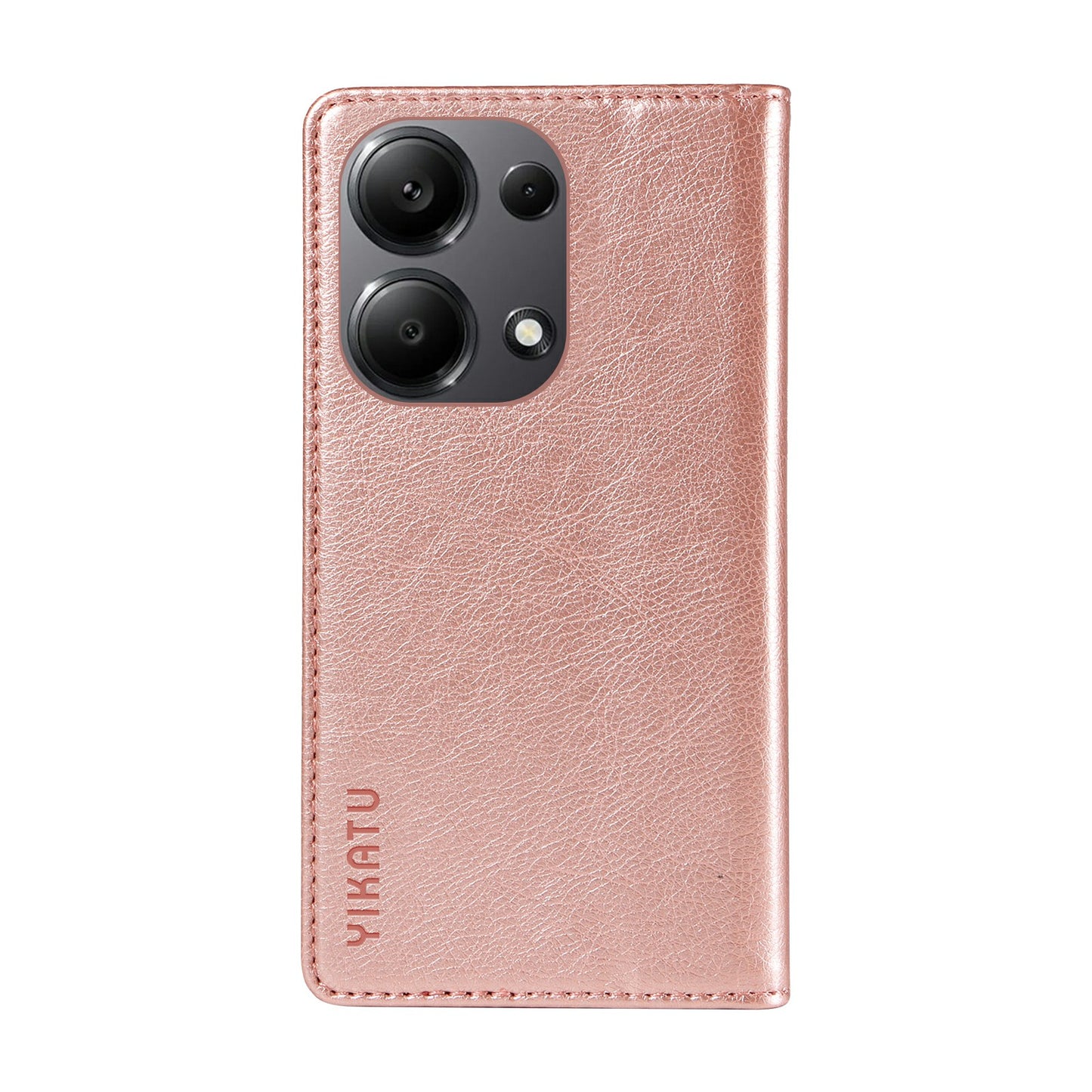 YIKATU YK-006 For Xiaomi Redmi Note 13 Pro 4G / Poco M6 Pro 4G Case Flip Wallet Phone Cover Litchi Texture - Rose Gold