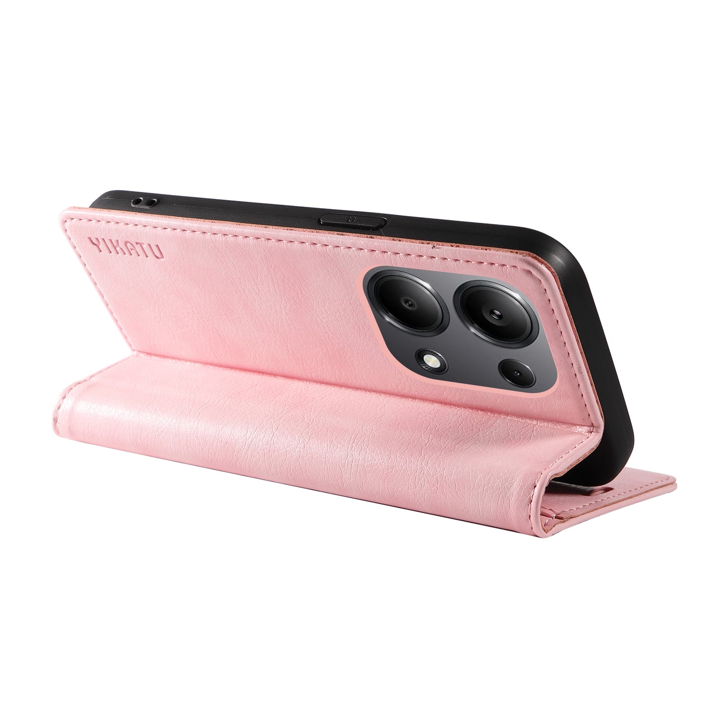 YIKATU YK-006 For Xiaomi Redmi Note 13 Pro 4G / Poco M6 Pro 4G Case Flip Wallet Phone Cover Litchi Texture - Pink