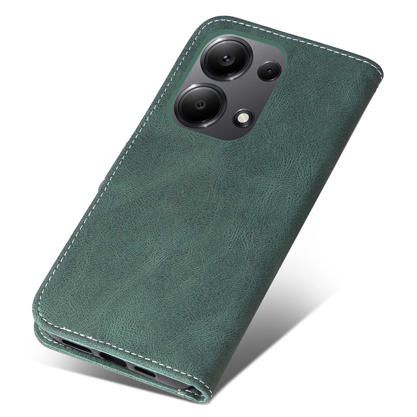 For Xiaomi Redmi Note 13 Pro 4G / Poco M6 Pro 4G Phone Case Three-color Splicing Stand Cover - Green