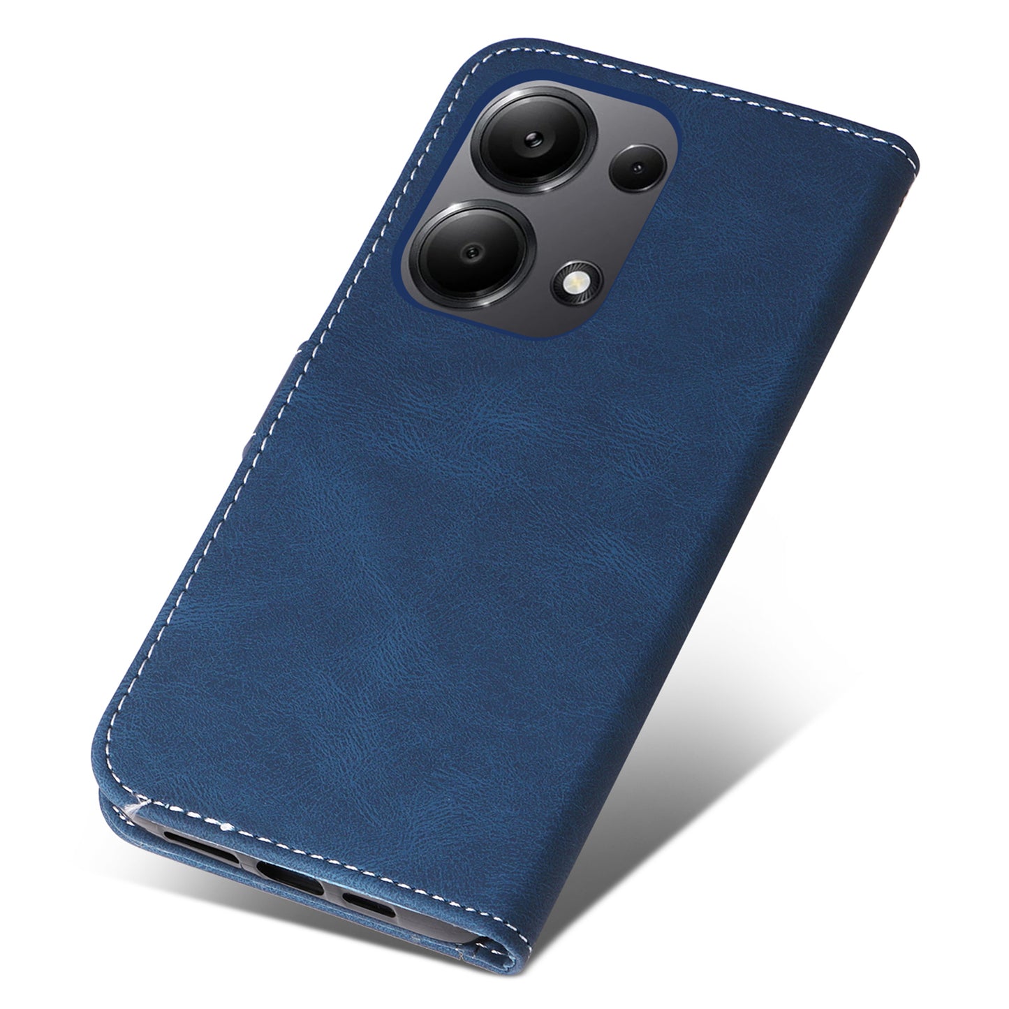For Xiaomi Redmi Note 13 Pro 4G / Poco M6 Pro 4G Phone Case Three-color Splicing Stand Cover - Blue