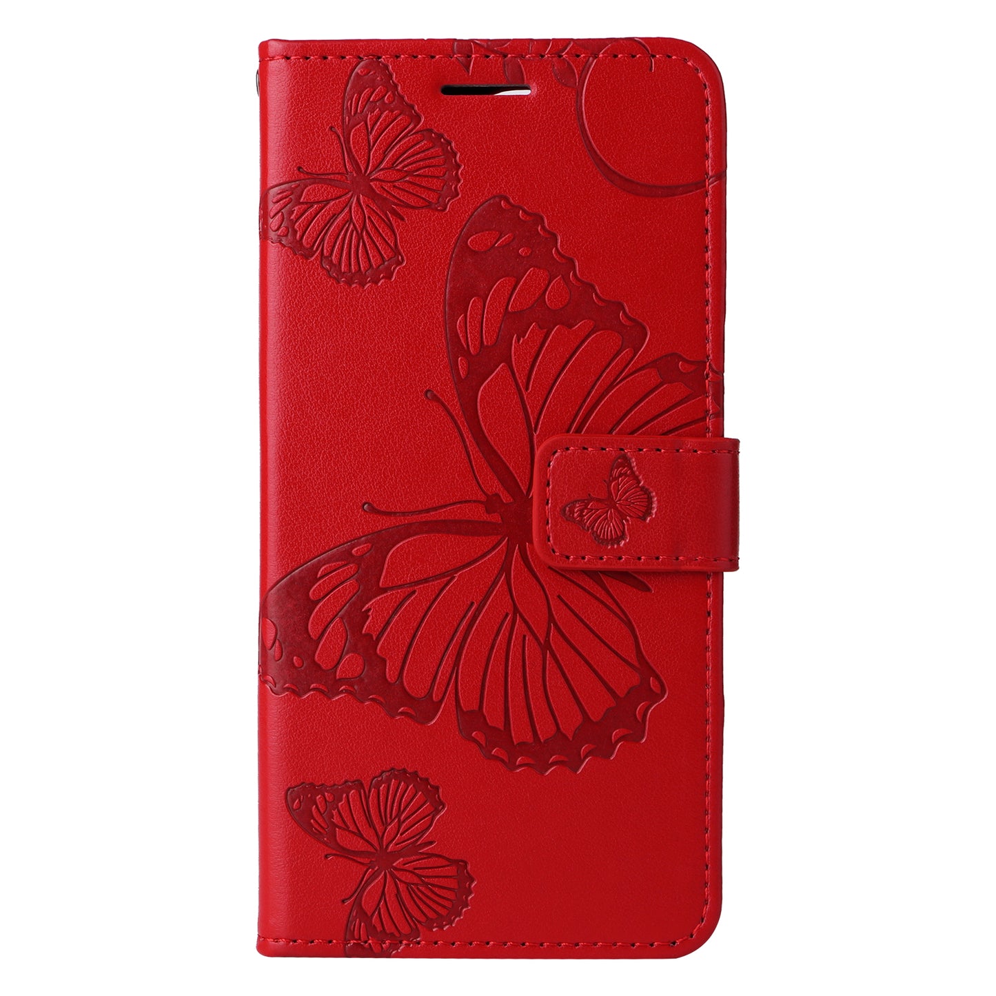 KT Imprinting Flower Series-2 For Xiaomi Redmi Note 13 Pro 4G / Poco M6 Pro 4G Case with Wrist Strap Leather Cover - Red