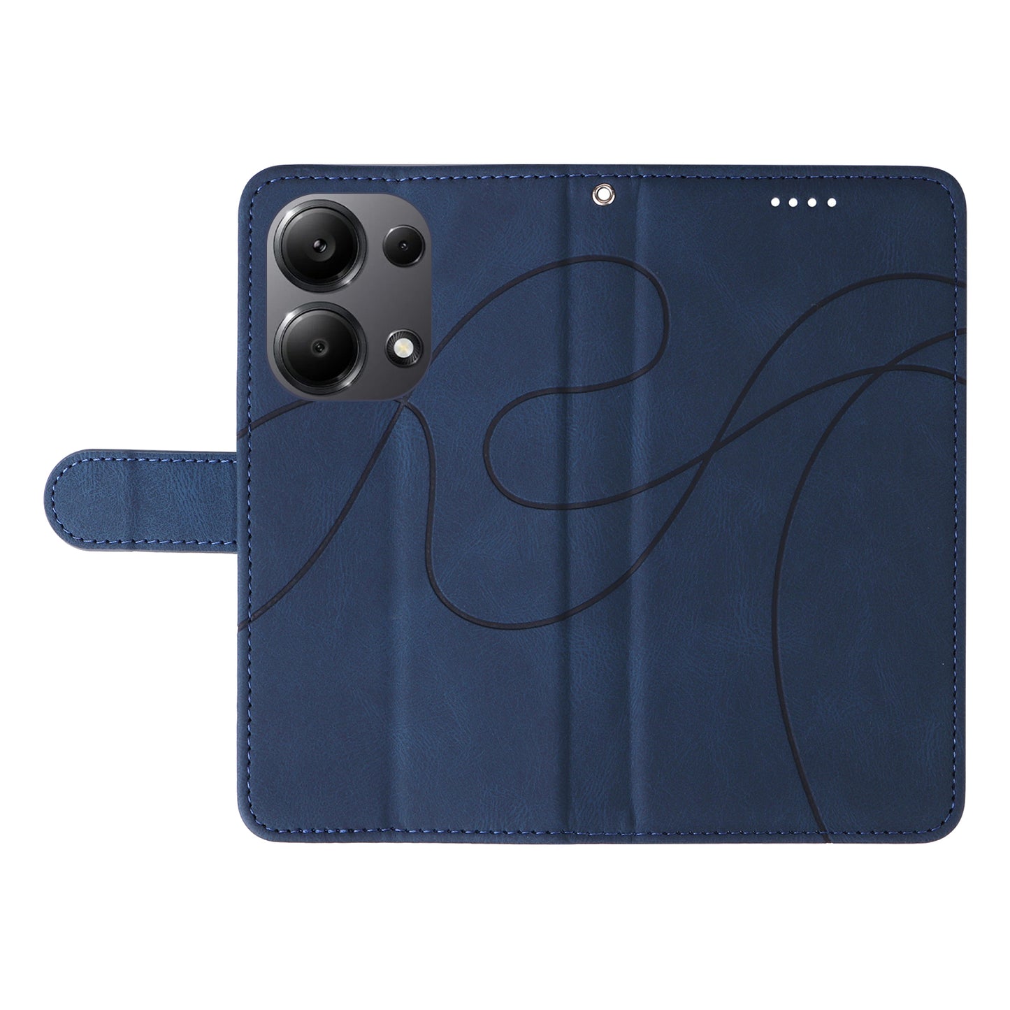 For Xiaomi Redmi Note 13 Pro 4G / Poco M6 Pro 4G Case Imprinted Curved Line Leather Cover - Blue