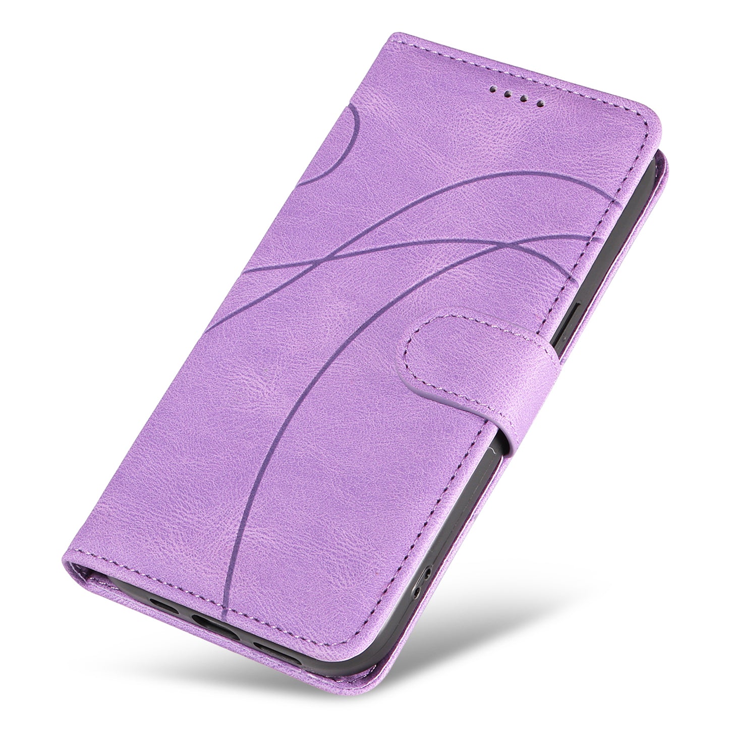 For Xiaomi Redmi Note 13 Pro 4G / Poco M6 Pro 4G Case Imprinted Curved Line Leather Cover - Light Purple
