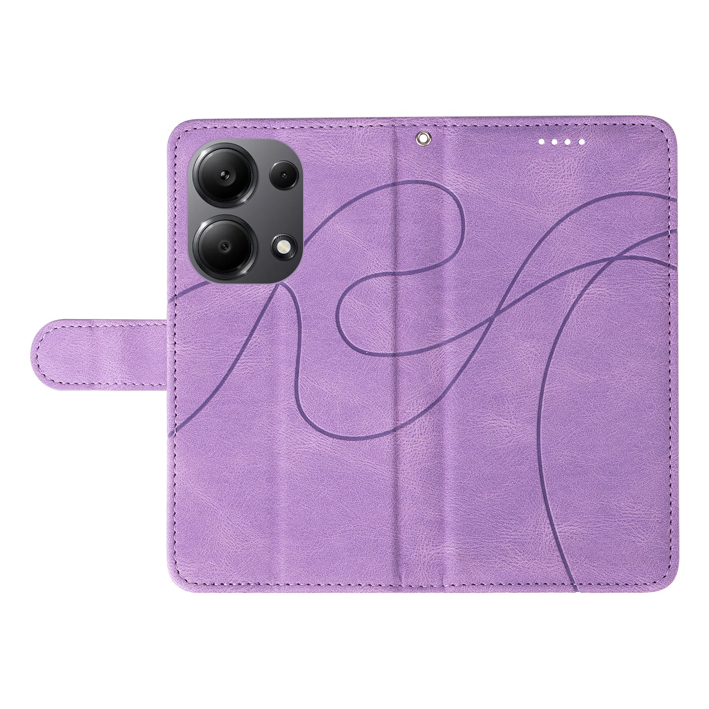 For Xiaomi Redmi Note 13 Pro 4G / Poco M6 Pro 4G Case Imprinted Curved Line Leather Cover - Light Purple