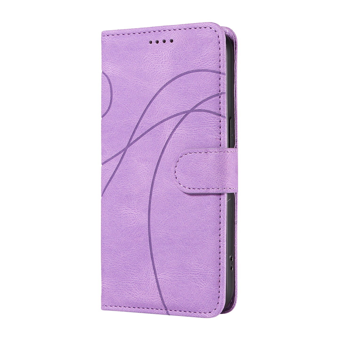 For Xiaomi Redmi Note 13 Pro 4G / Poco M6 Pro 4G Case Imprinted Curved Line Leather Cover - Light Purple