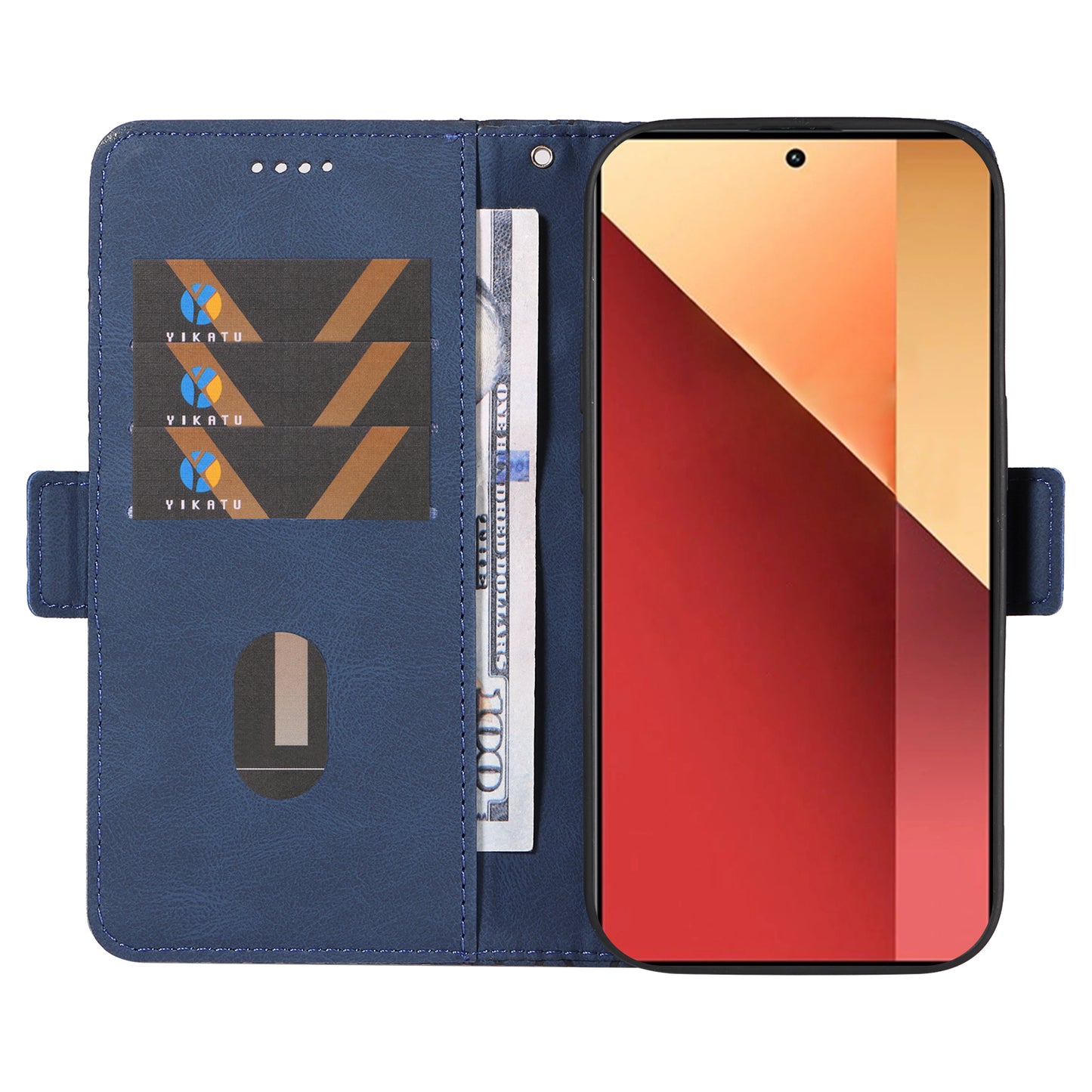 For Xiaomi Redmi Note 13 Pro 4G / Poco M6 Pro 4G Magnetic Case Leather Wallet Cover with Rhombus Pattern - Blue