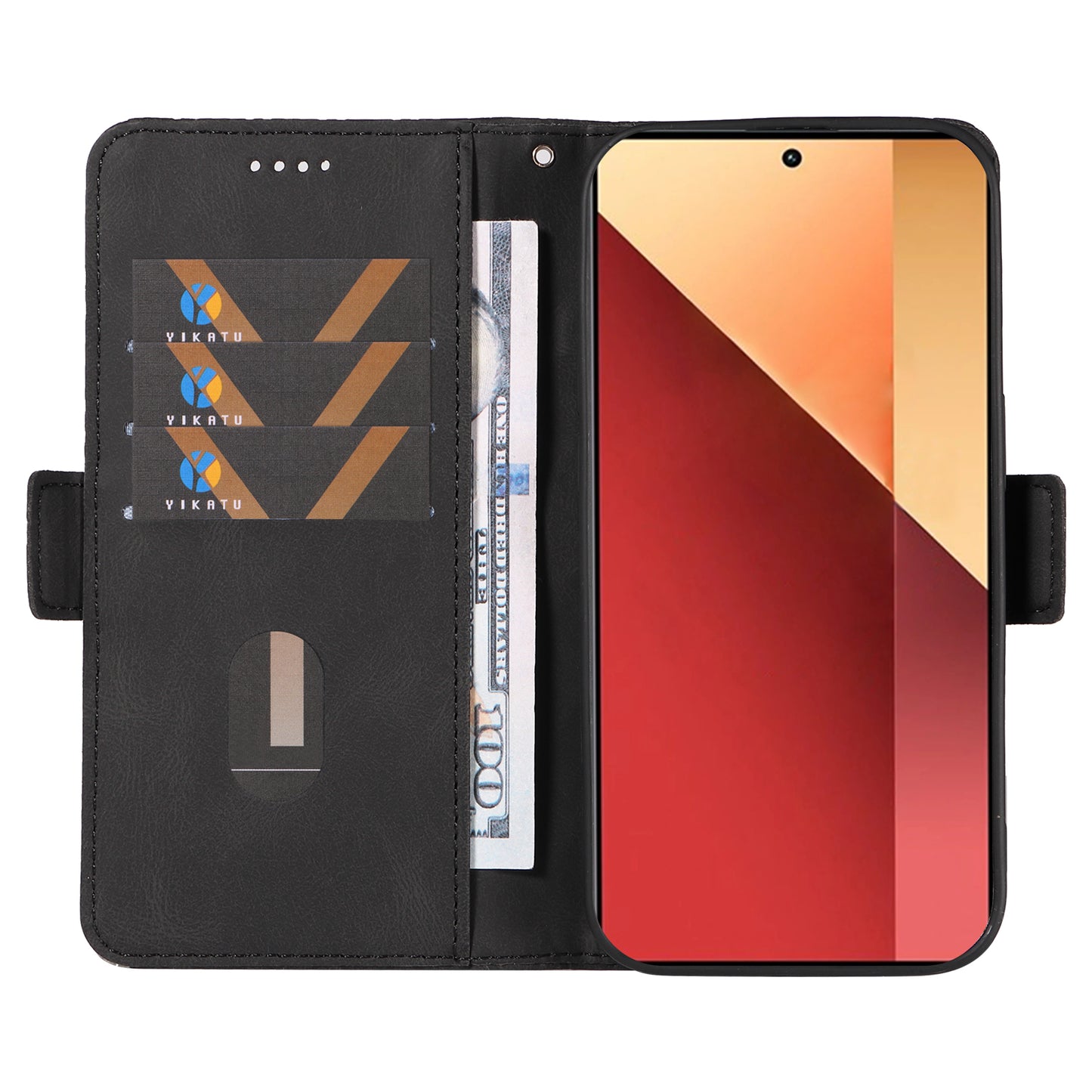 For Xiaomi Redmi Note 13 Pro 4G / Poco M6 Pro 4G Magnetic Case Leather Wallet Cover with Rhombus Pattern - Black