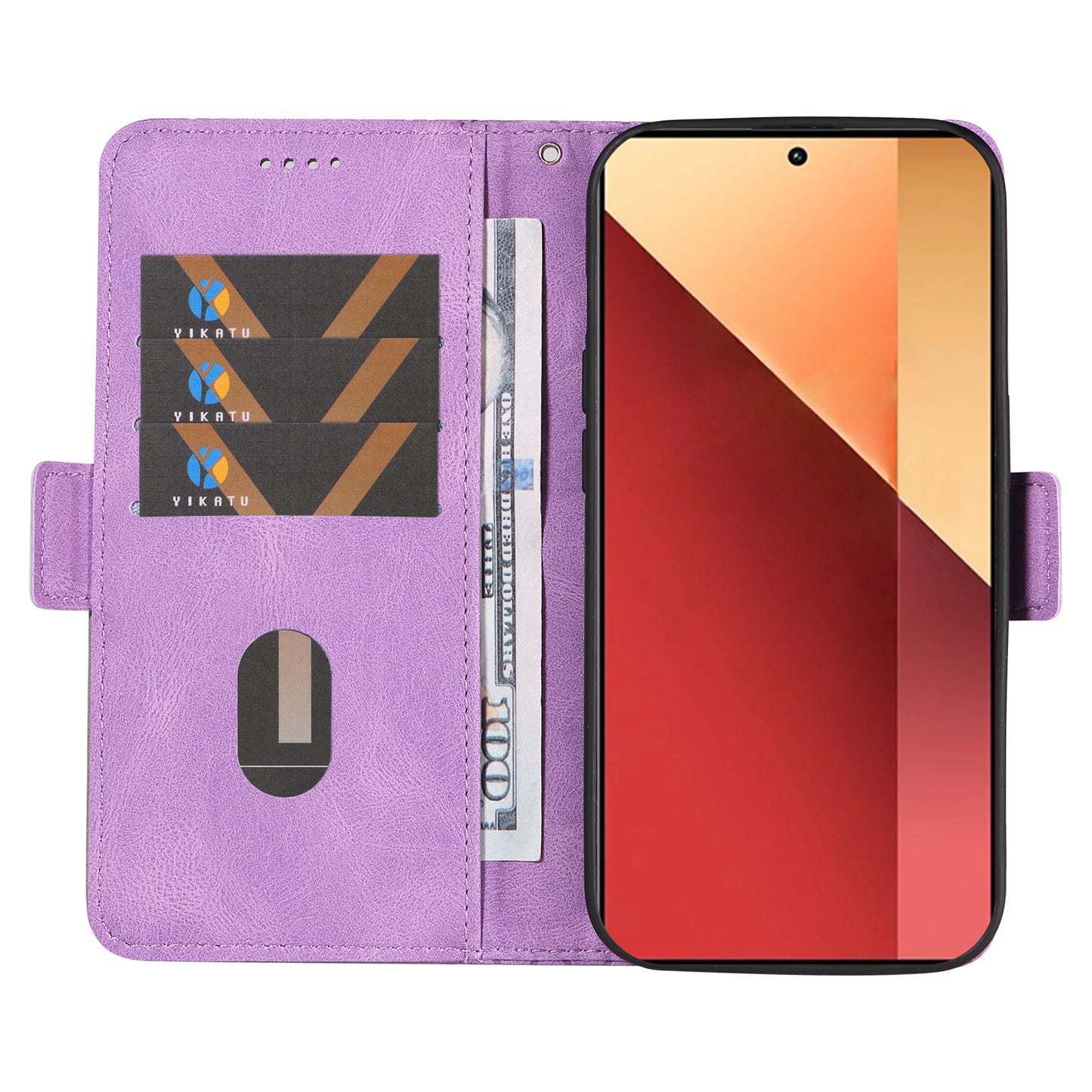 For Xiaomi Redmi Note 13 Pro 4G / Poco M6 Pro 4G Magnetic Case Leather Wallet Cover with Rhombus Pattern - Light Purple