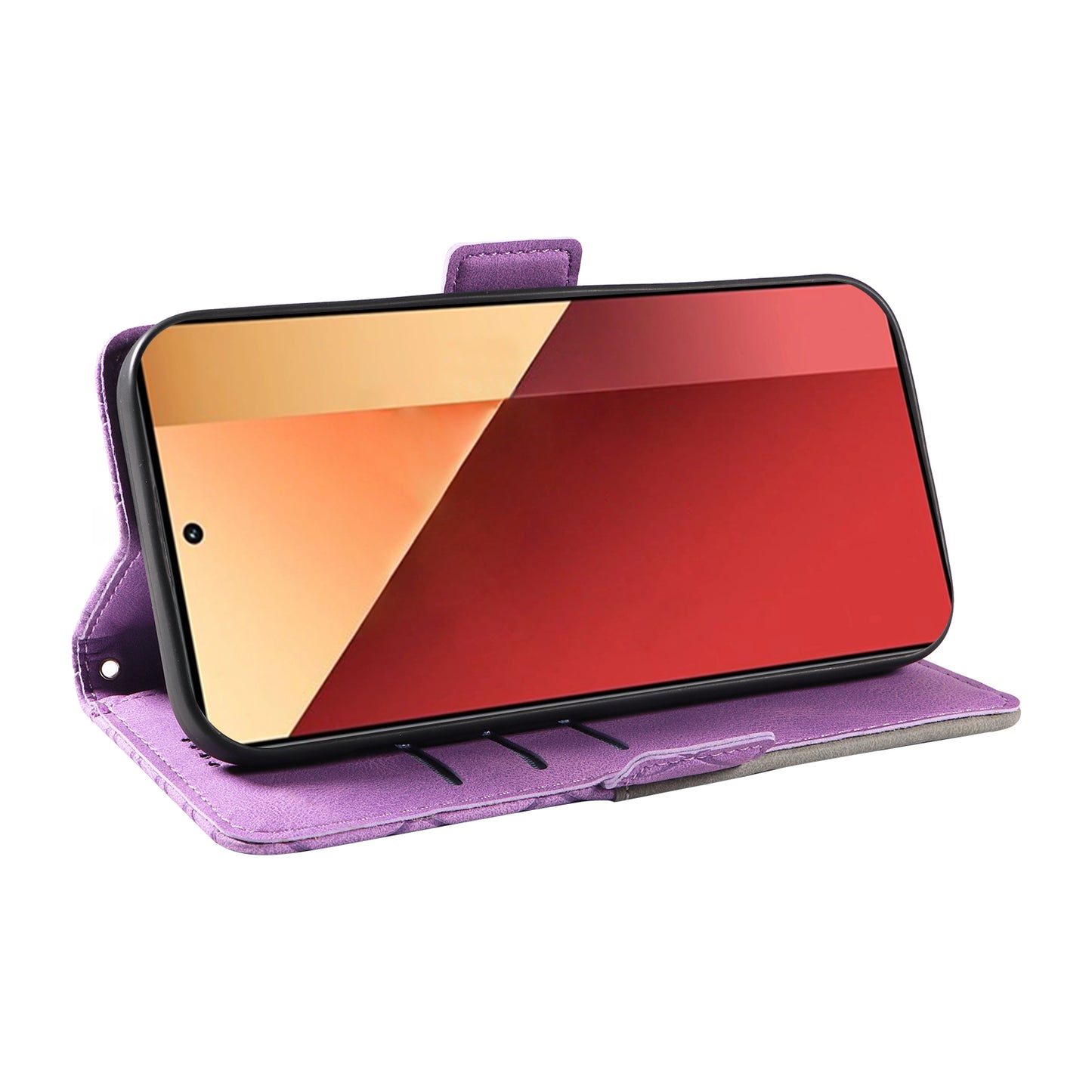 For Xiaomi Redmi Note 13 Pro 4G / Poco M6 Pro 4G Magnetic Case Leather Wallet Cover with Rhombus Pattern - Light Purple
