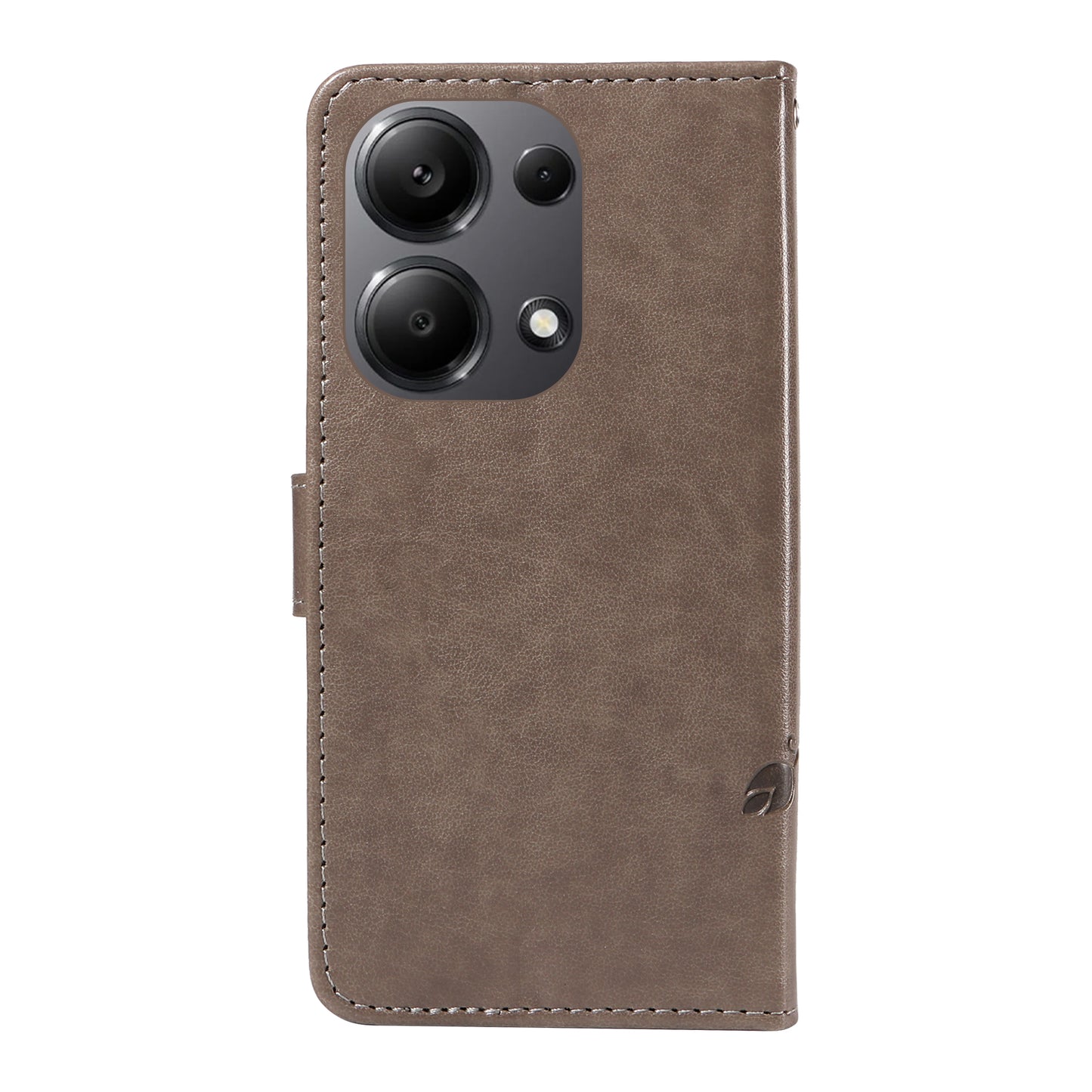 For Xiaomi Redmi Note 13 Pro 4G / Poco M6 Pro 4G Case Butterfly Flower Pattern Wallet Style Phone Cover - Grey