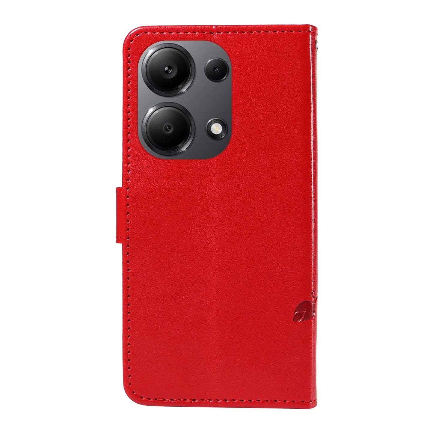 For Xiaomi Redmi Note 13 Pro 4G / Poco M6 Pro 4G Case Butterfly Flower Pattern Wallet Style Phone Cover - Red