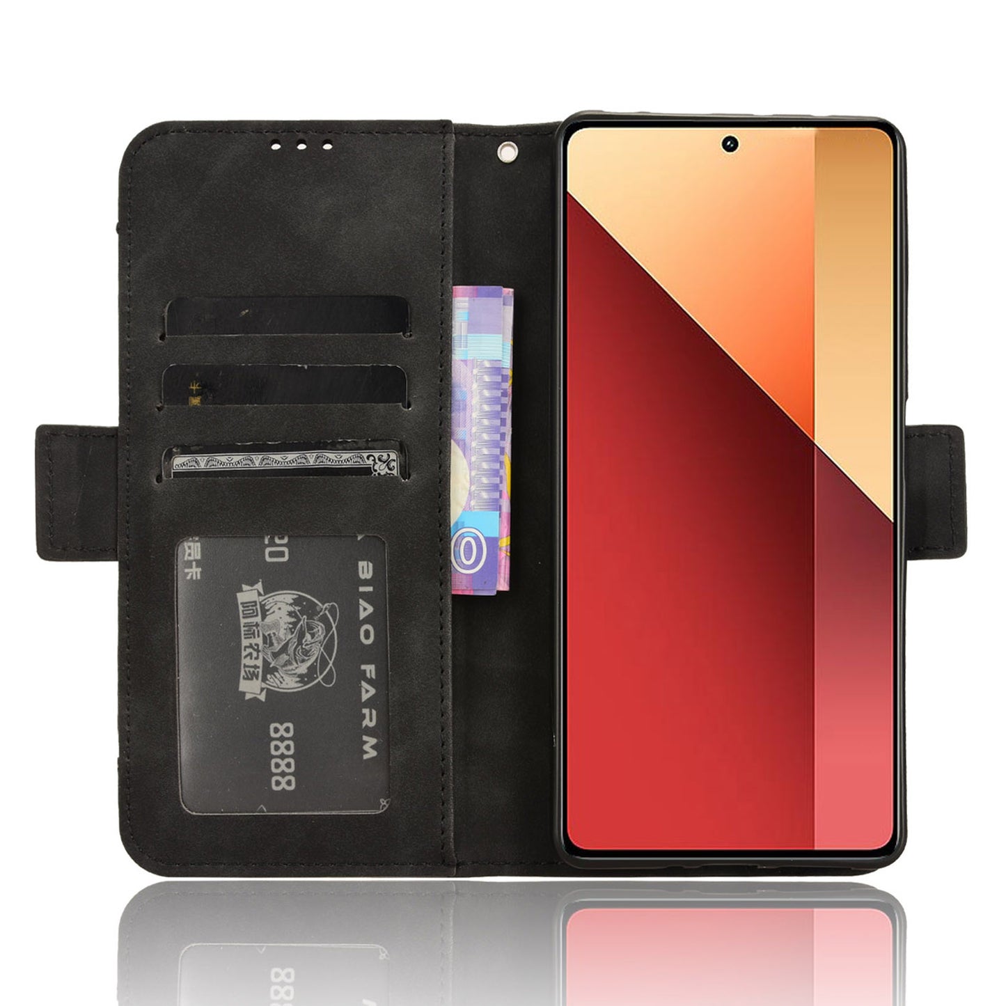 For Xiaomi Redmi Note 13 Pro 4G / Poco M6 Pro 4G Case Multiple Card Slots Leather Phone Cover - Black