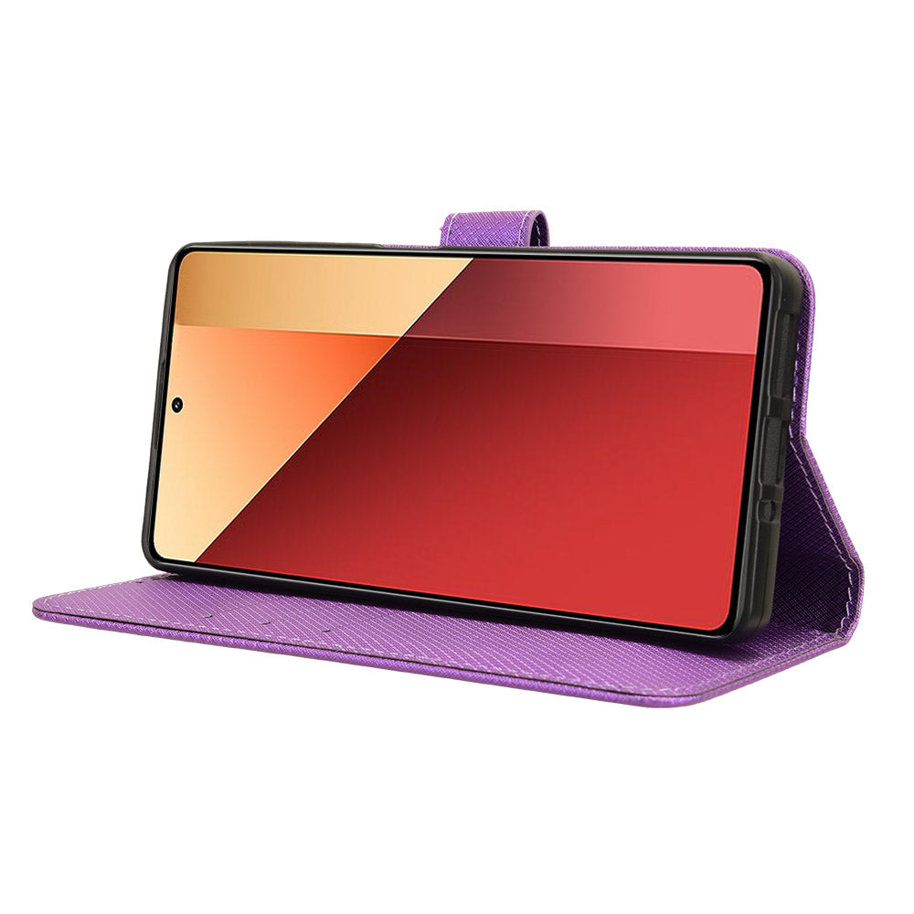 For Xiaomi Redmi Note 13 Pro 4G / Poco M6 Pro 4G Leather Case Diamond Texture Flip Protective Phone Cover - Purple